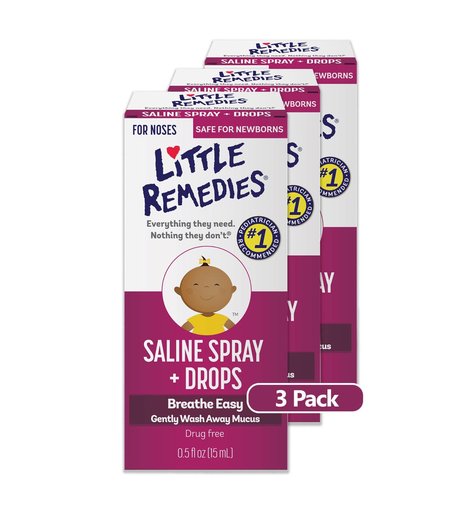 Little Remedies Saline Spray and Drops 0.5 fl oz - Safe for Newborns - Pack of 3 - Buy Online on GoSupps.com
