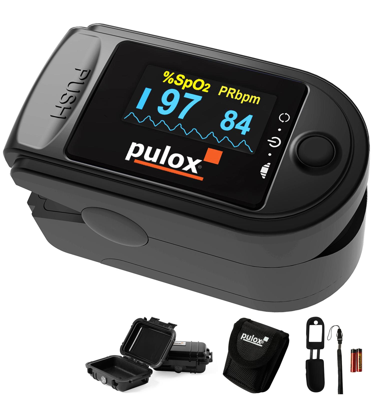 Pulse Oximeter PULOX PO-200 | OLED Display | Black | International Shipping | PZN: 3314928 - Buy Online on GoSupps.com