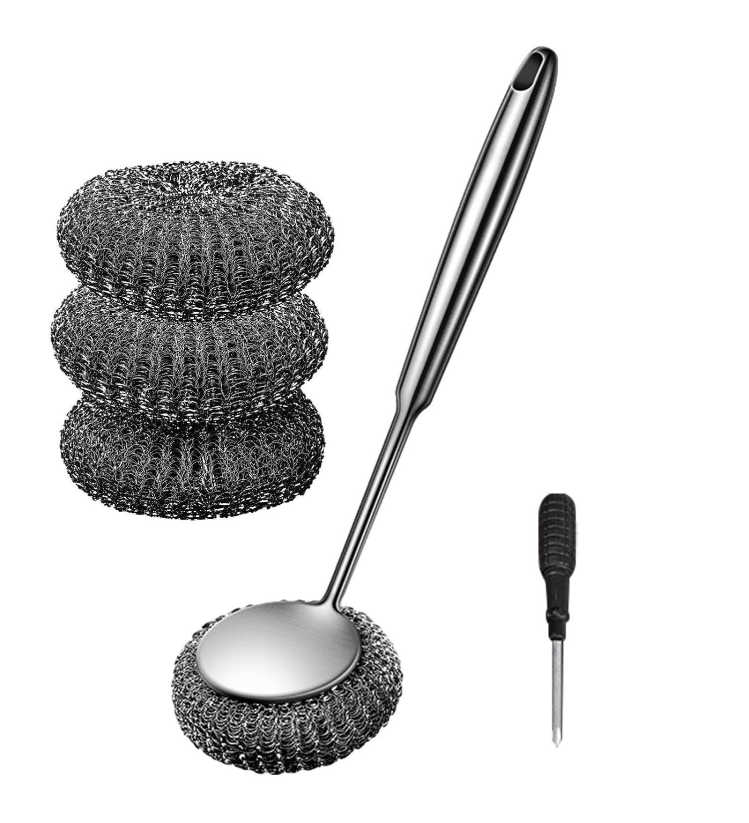 Metal Scrubber Dish Scrub Brush - Multipurpose Dish Brush with Handle | Drill Brush Power Scrubber | Pot Pan Sink Cleaning Pot Pan Sink Cleaning for Bathroom Kitchen Wall Oven Dish Tile Tub Floor (approx.)33*8cm. - Buy Online on GoSupps.com