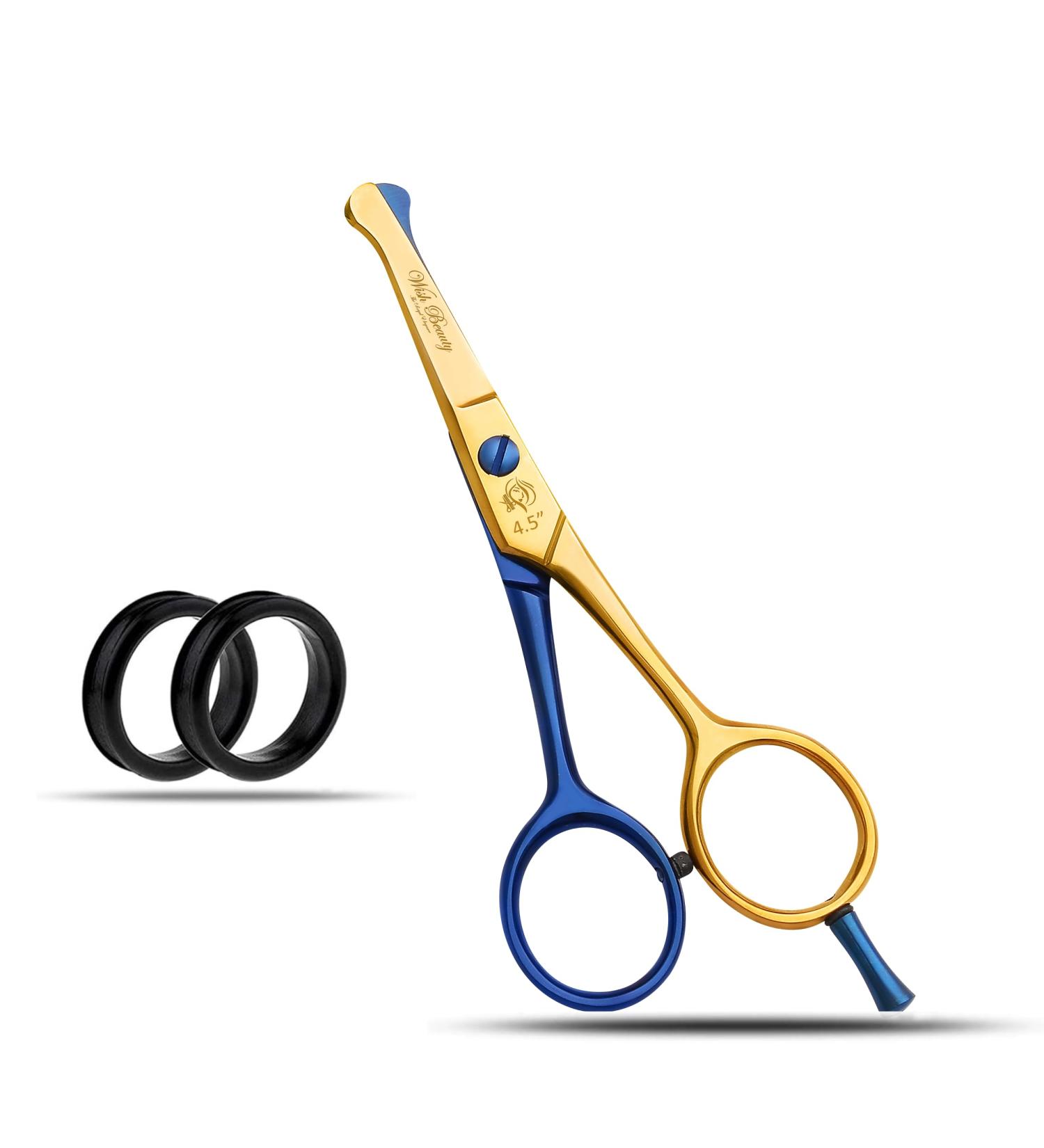 Wishbeauty Kids Safety Hairdressing Scissors with Round Tips and Curved Blade - Professional Salon Barber Scissors for Children's Haircuts (Gold & Blue 4.5) - Buy Online on GoSupps.com