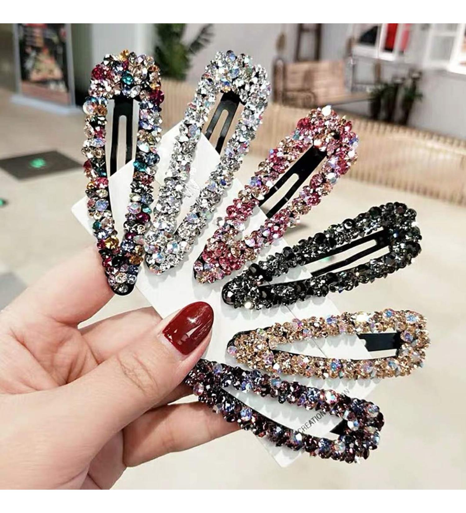 Sparkly AB Crystal Hair Clips - Handmade Rhinestone Snap Barrettes for Women & Girls (6 Colors, 6 Pcs) - Wedding Decorative Bling Hair Accessories - Buy Online on GoSupps.com