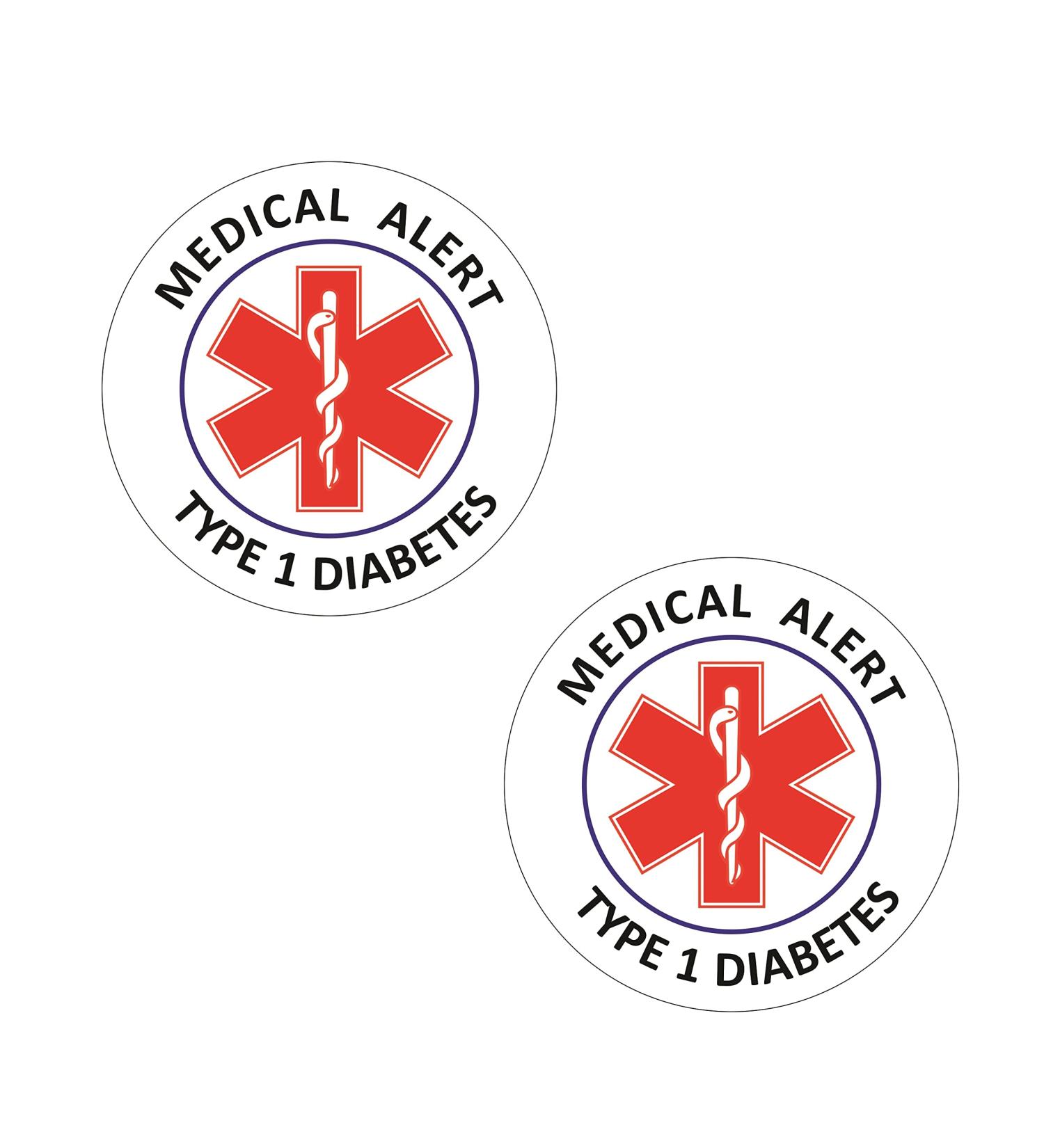 Medical Alert Diabetes Stickers Reflective Decals for Wheelchairs Windows Car Bumpers Indoor and Outdoor Use (Diabetes Type 1)