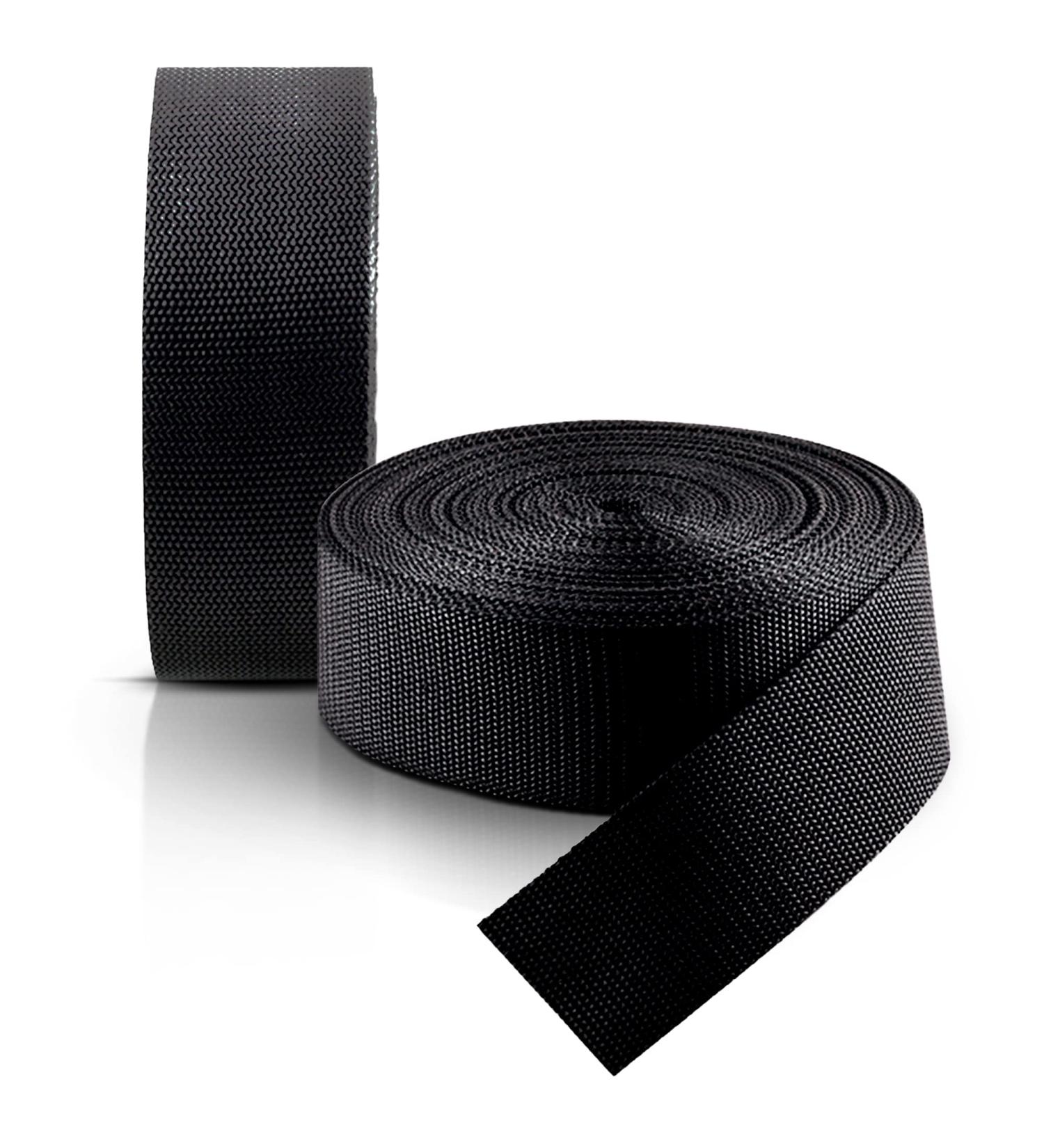 Houseables Polypropylene Webbing  2 Inch Strapping  Polypro Strap  2" W x 25 Yards (Two 12.5 Yard Rolls)  Black  for Furniture  Upholstery  Seatbelt Material  Bags  Canoe Seat  UV Resistant Fabric - Buy Online on GoSupps.com