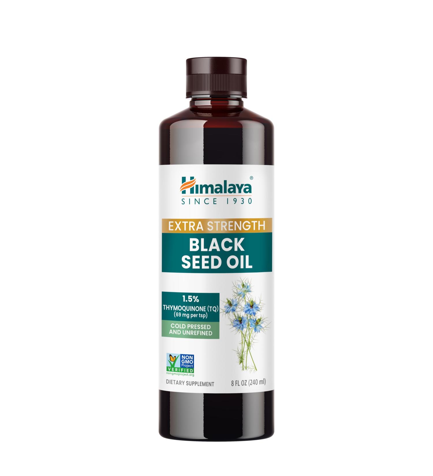 Himalaya Extra Strength Black Seed Oil Cold-Pressed & Unrefined 1.5% Thymoquinone (69 mg per TSP) 8 oz - Buy Online on GoSupps.com