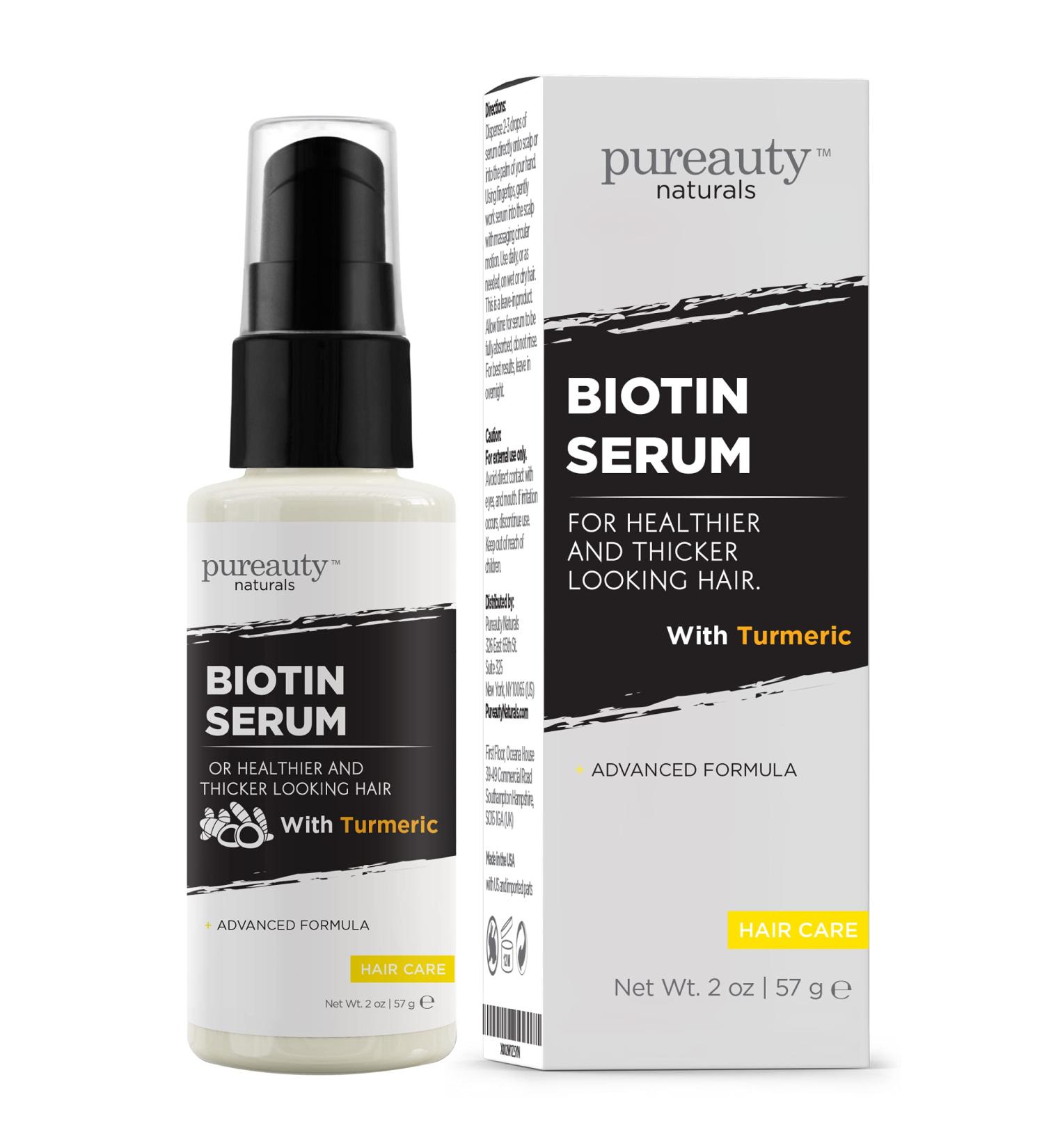 Biotin Hair Growth Serum with Turmeric - For Men and Women - Pureauty Naturals 2oz - Buy Online on GoSupps.com
