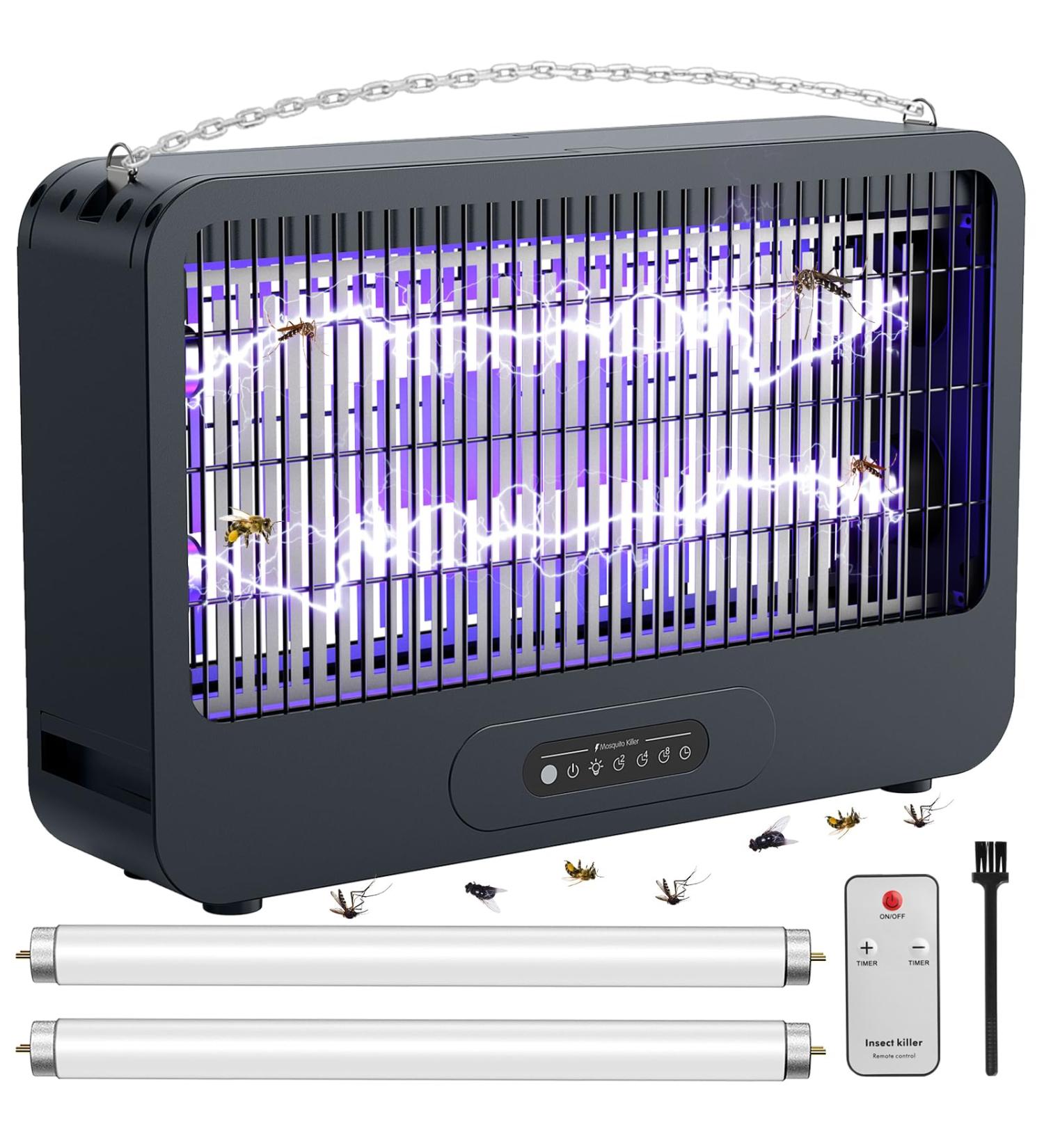 High-Power Electric Insect Destroyer | Double-Sided Fly Trap with Remote Control | 4000V Mosquito Trap for Kitchen Bedroom & Office (Gray) - Effective 100 m Coverage - Buy Online on GoSupps.com