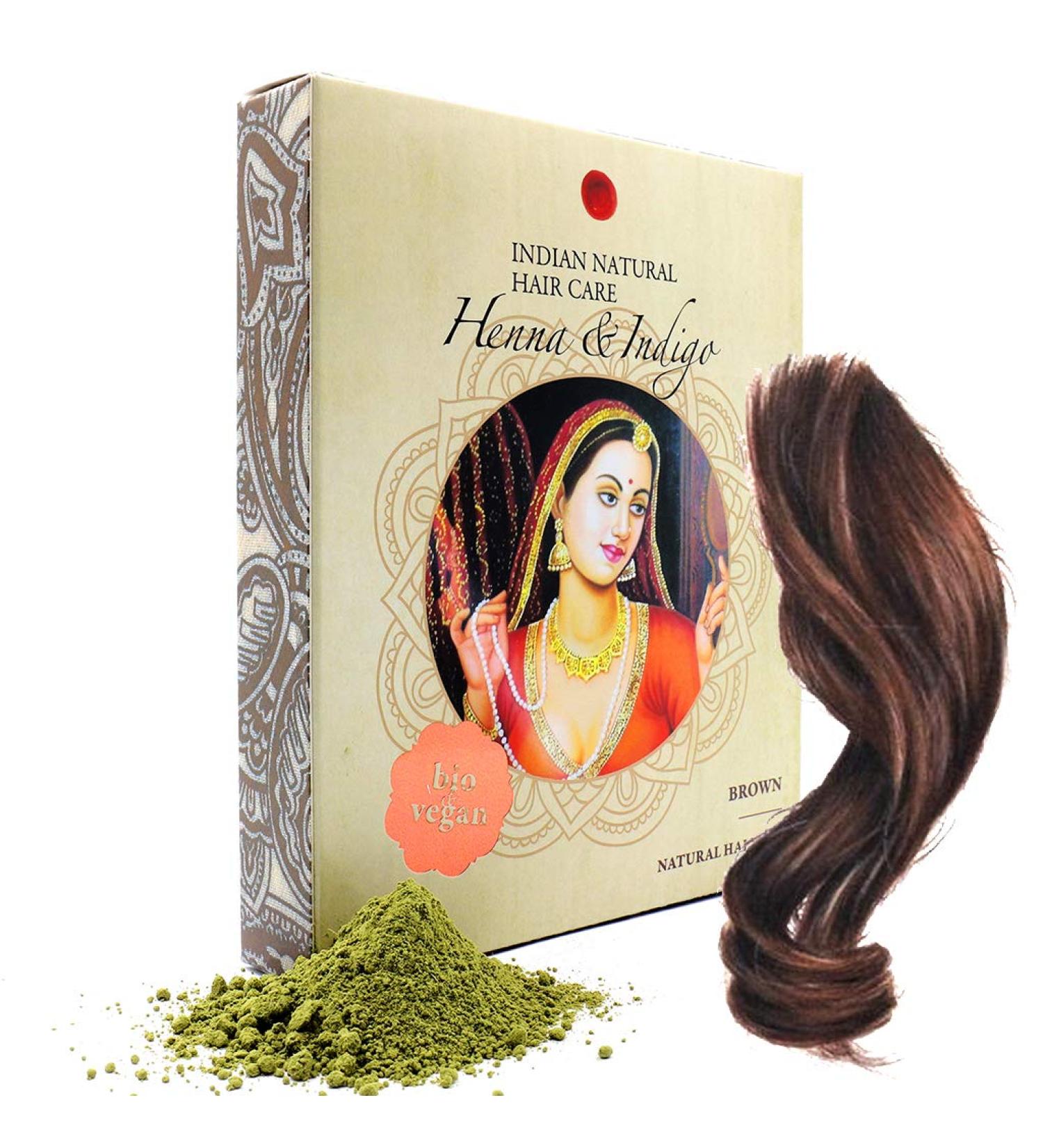 Organic Brown Hair Dye - Henna & Indigo Powder - 200g - Indian Natural Hair Care - Buy Online on GoSupps.com