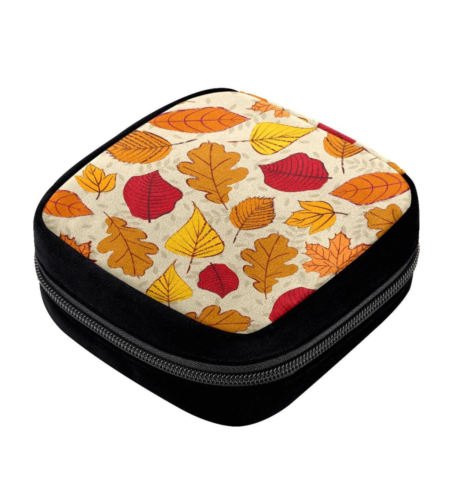 GIAPB Period Bag Sanitary Napkin Storage Pad Holder | Autumn Leaves Orange Color - Buy Online on GoSupps.com