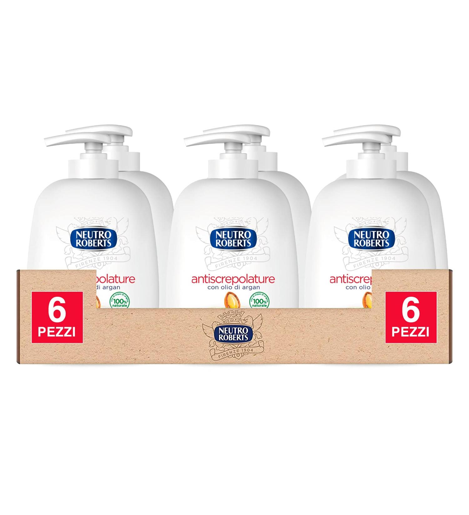 Neutro Roberts 6 x Neutro Roberts Anti-Fading Liquid Soap with Argan Oil Dermatologically Tested - 6 Bottles of 200 ml Each