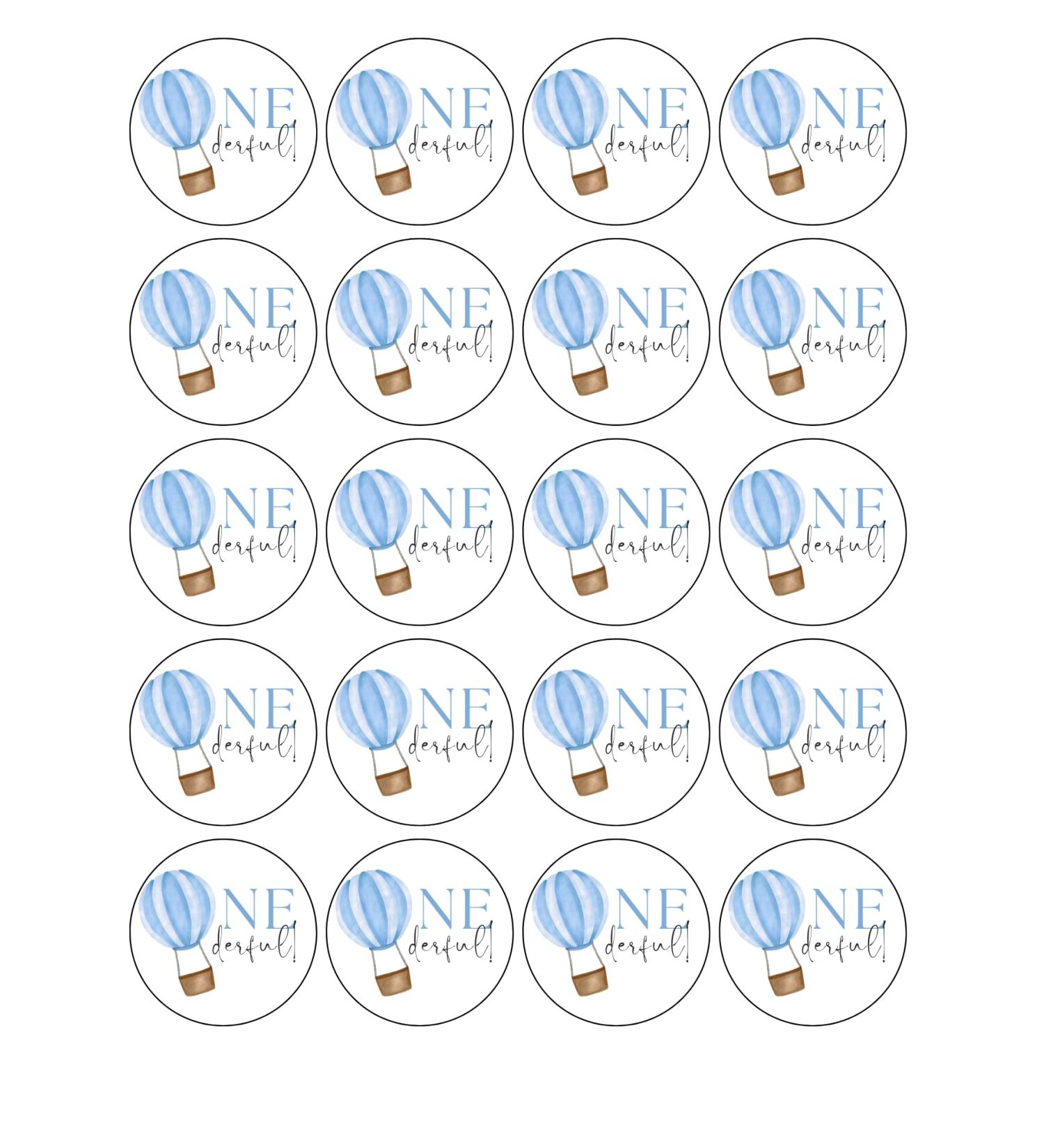 20 x edible ONEDERFUL cupcake toppers wafer/icing uncut - boys 1st Birthday (wafer paper) Rice Paper