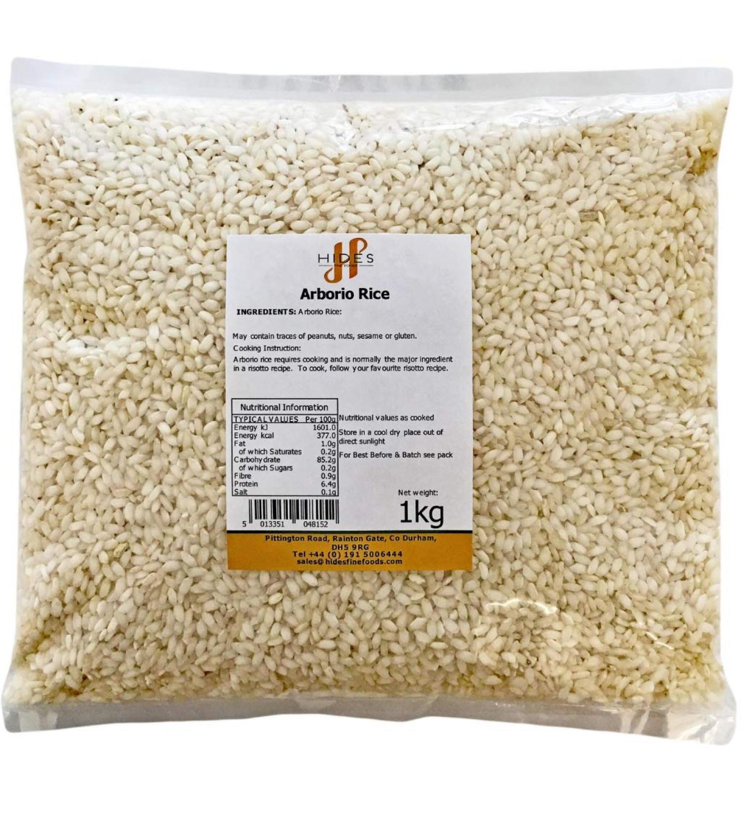 Hides Fine Foods Arborio Rice 1kg - GMO Free, Vegetarian Friendly - Ideal for Soups & Risotto - High Fibre & Antioxidant-Rich - Buy Online on GoSupps.com