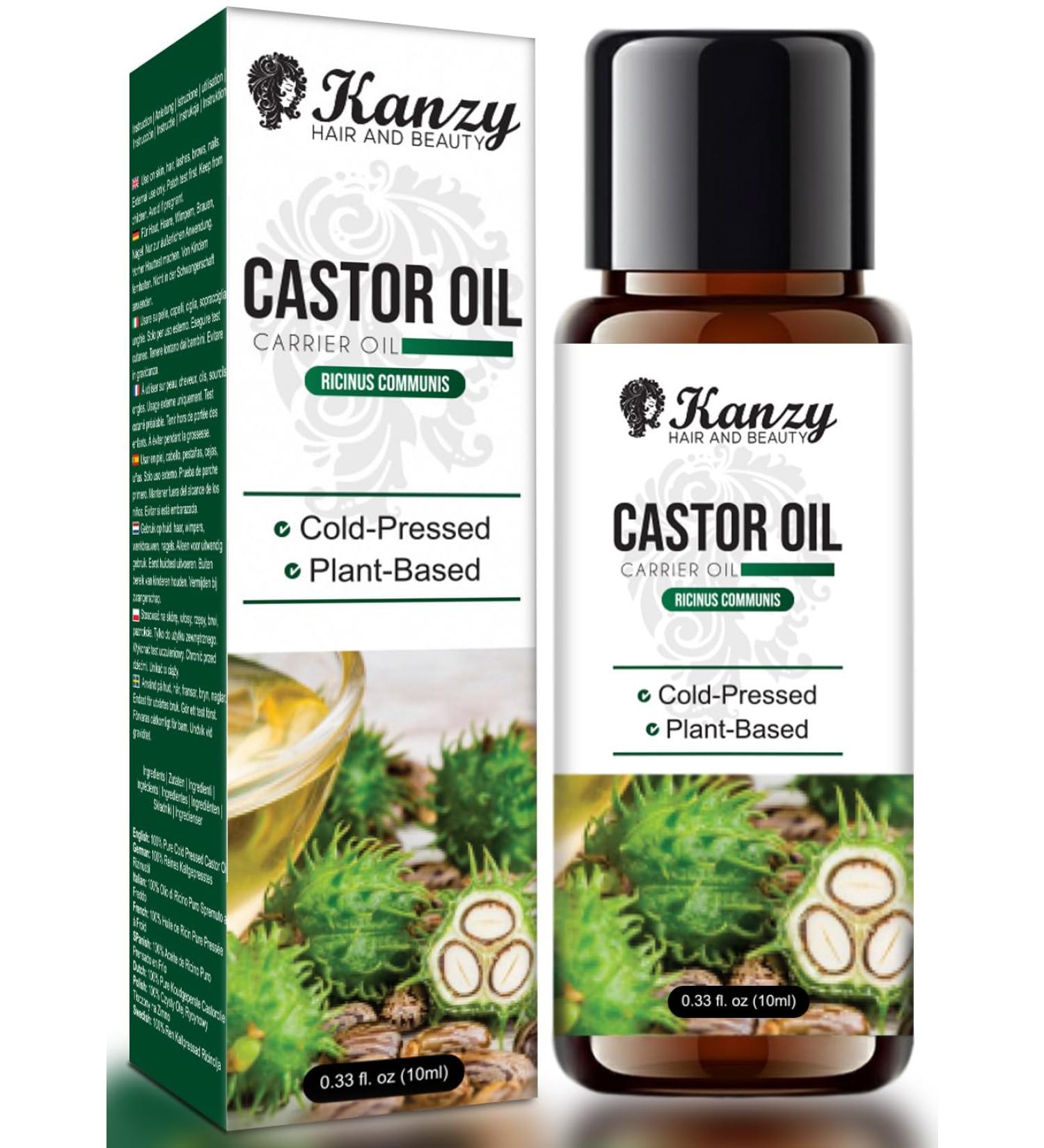  KANZY HAIR AND BEAUTY Kanzy Cold Pressed Castor Oil 10ml - Pure Castor Oil for Eyelashes Eyebrows Hair Beard Skin and Nails - Buy Online on GoSupps.com