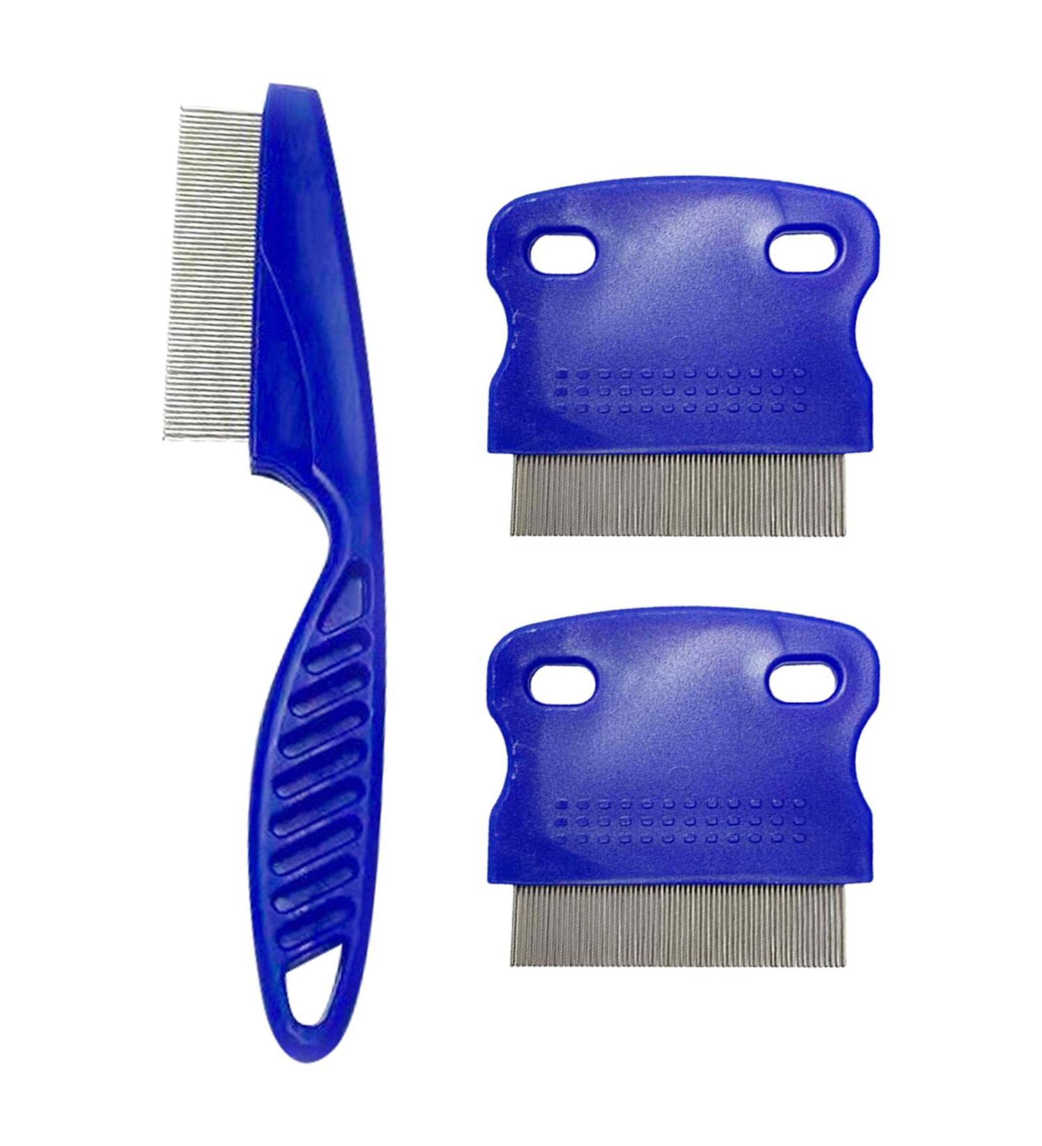 Portable 3-Part Flea Comb for Cats & Dogs - Effective Flea & Lice Removal Grooming Tool (Blue) - Buy Online on GoSupps.com