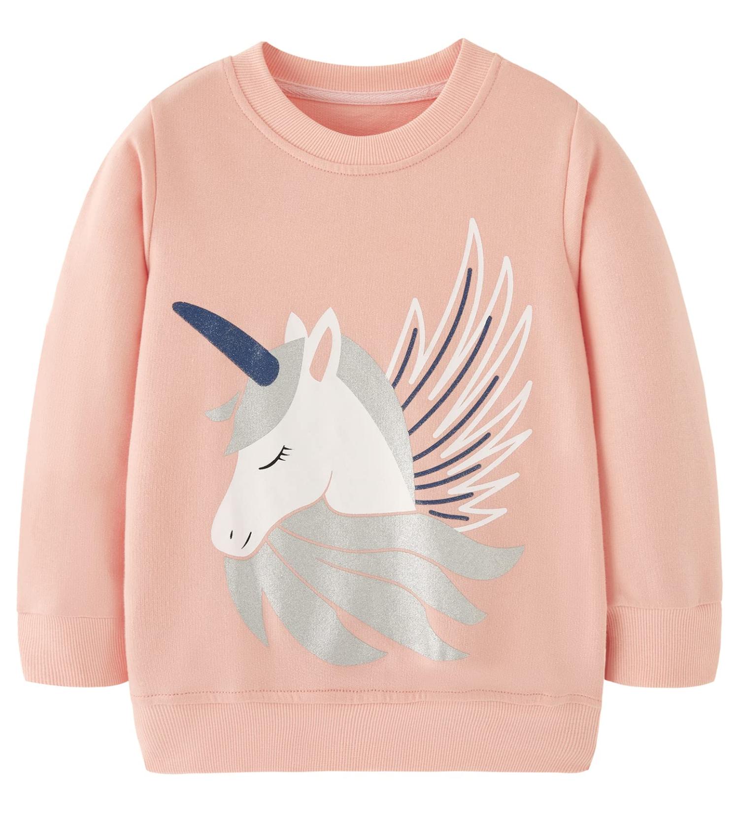 Girls Cotton Sweatshirt for Kids | Casual Unicorn Jumper | Long Sleeve Pullover | Ages 1-12 (5-6 Years) | Toddler Clothes - Buy Online on GoSupps.com