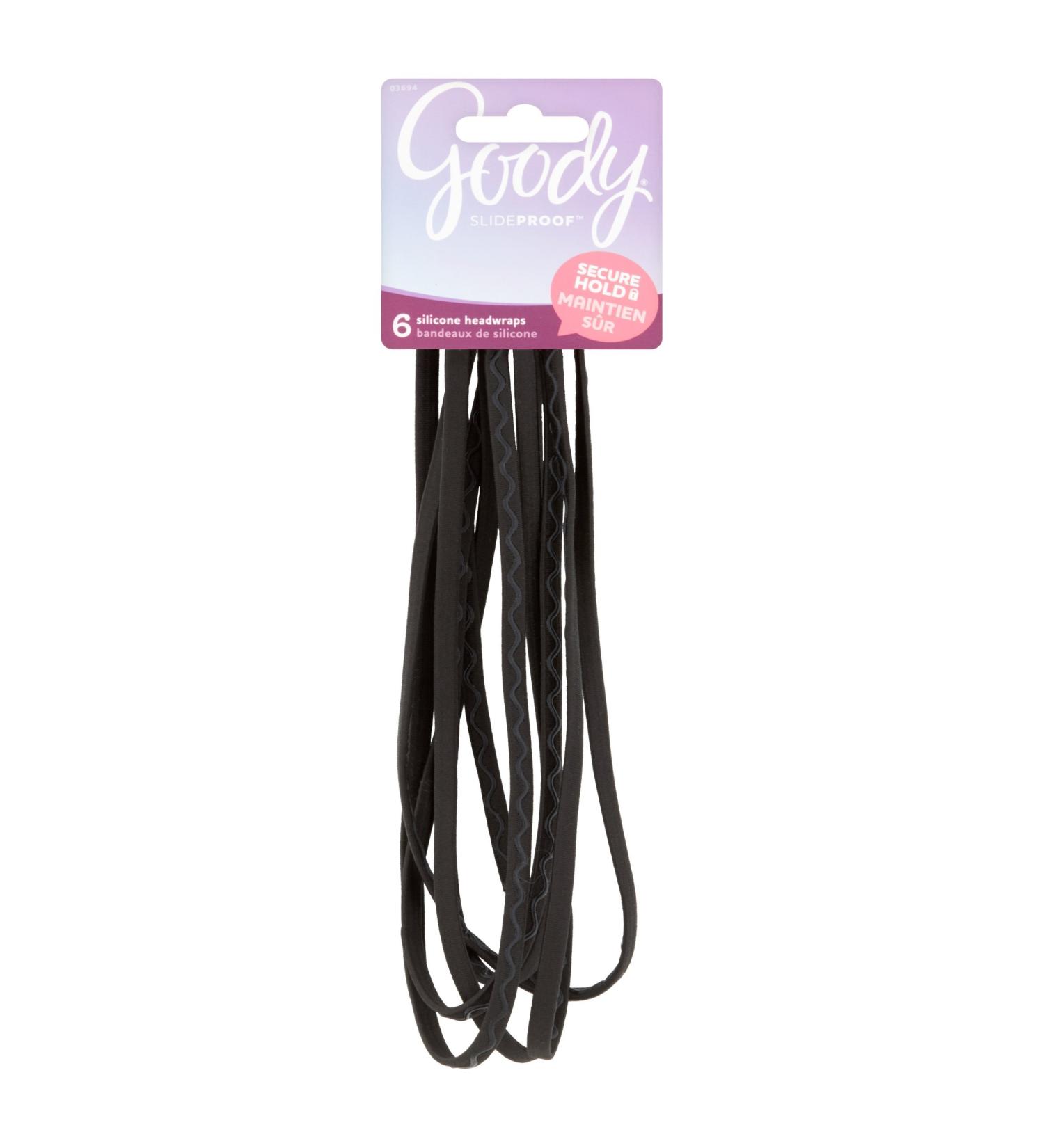 Goody Slide-Proof Headbands Black 6 count
