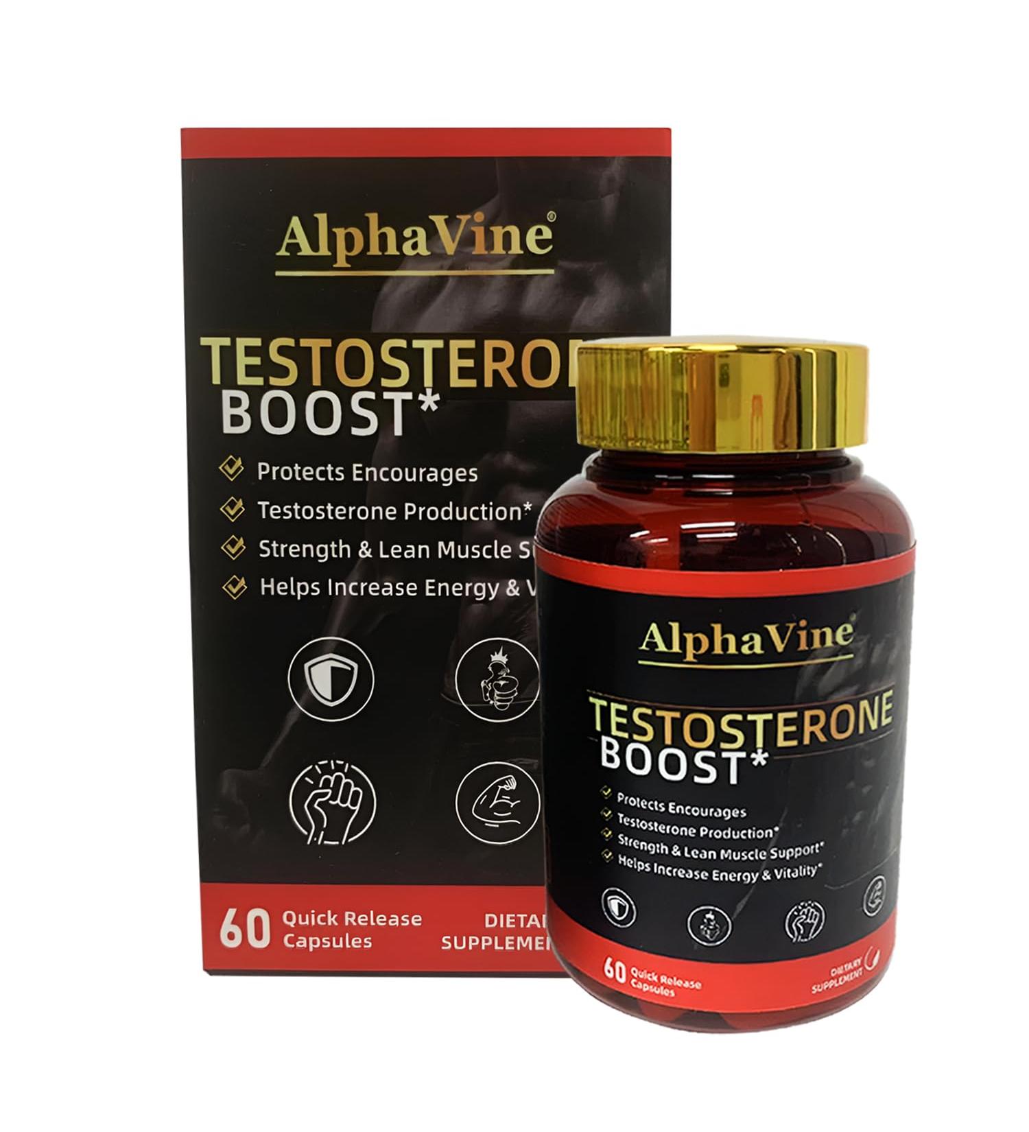 ALPHAVINE Testosterone Booster for Men Horny Goat Weed Tongkat Ali and Saw Palmetto 60 Capsules - Buy Online on GoSupps.com