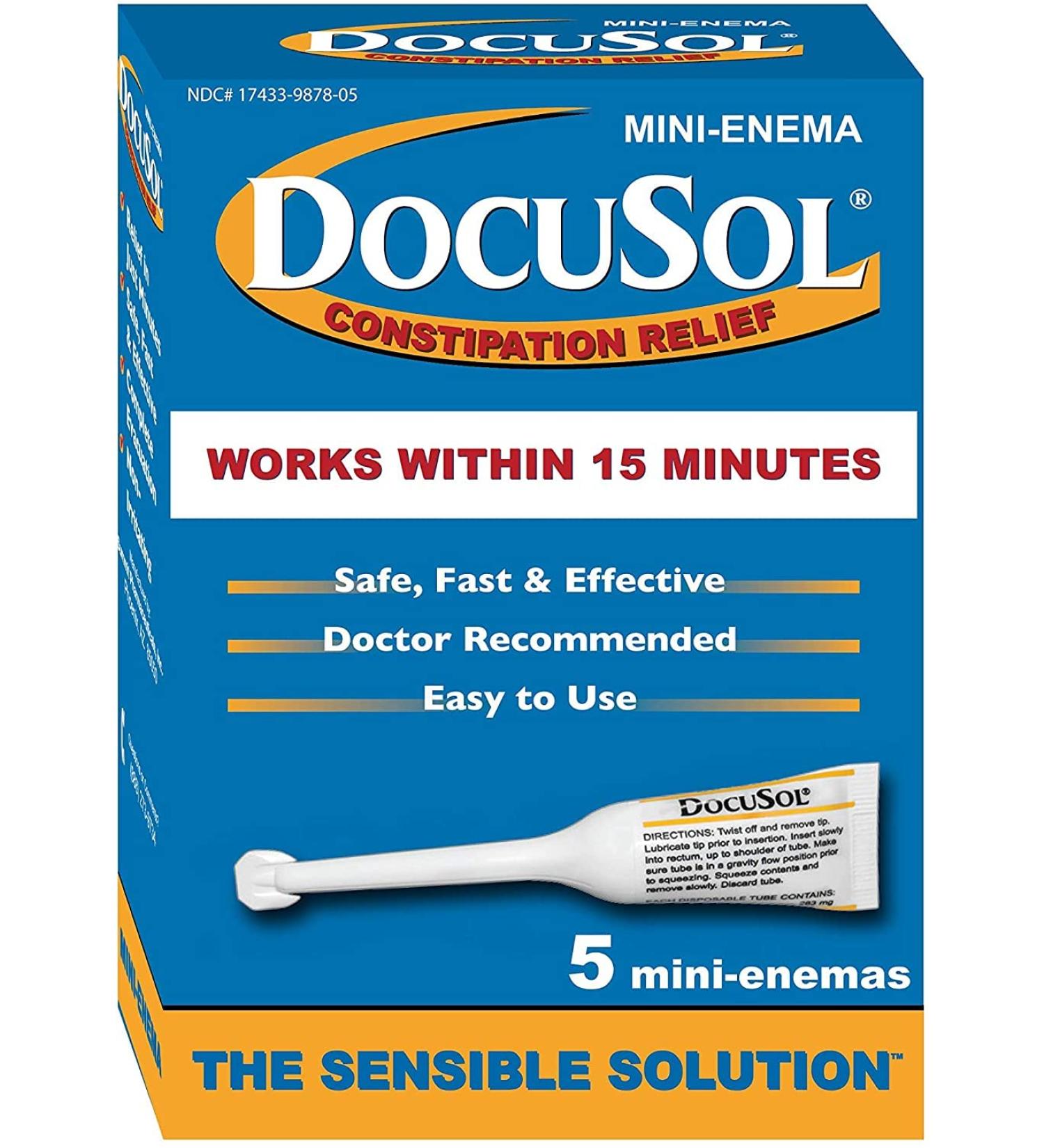 Docusol Docusate Sodium Mini Enema 0.84 fl oz - Clear Liquid Formula - Buy Online on GoSupps.com