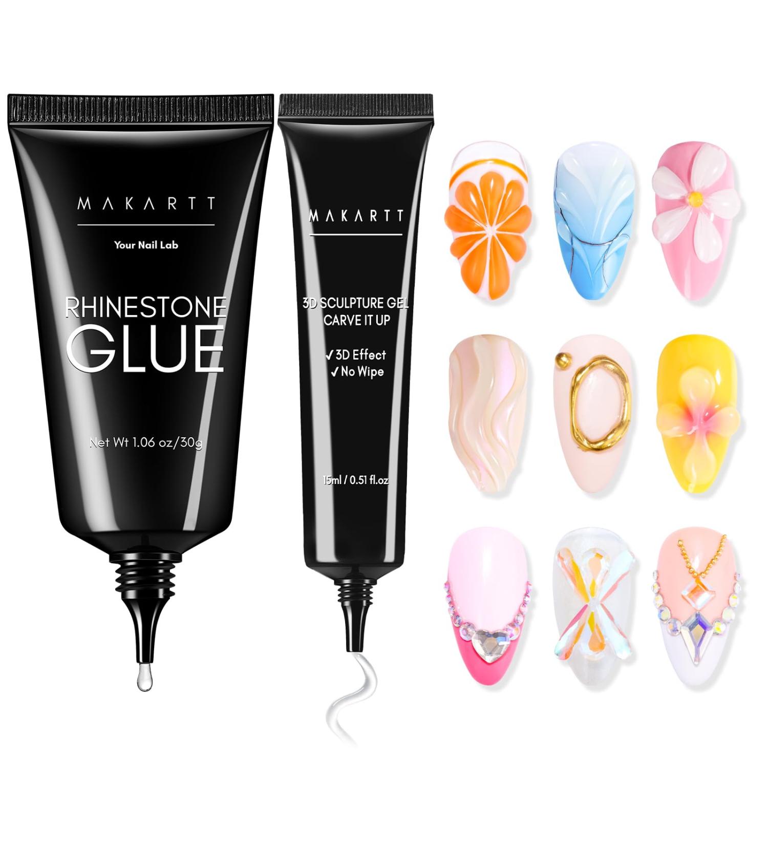Makartt Nail Rhinestone Glue & 3D Gel Kit | Strong Adhesive for Nail Art | DIY Nail Decoration - Buy Online on GoSupps.com