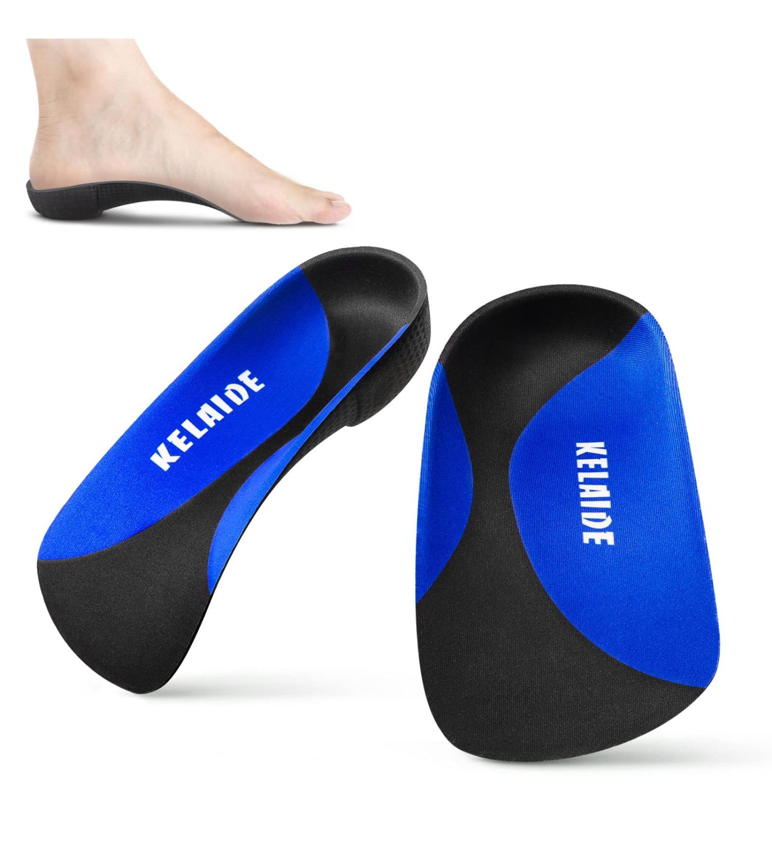 High Arch Support Plantar Fasciitis Insoles - Orthotic Inserts for Men 5-6 / Women 6-7 - Relieve Heel Pain, Flat Feet, Over-Pronation - Blue - Buy Online on GoSupps.com