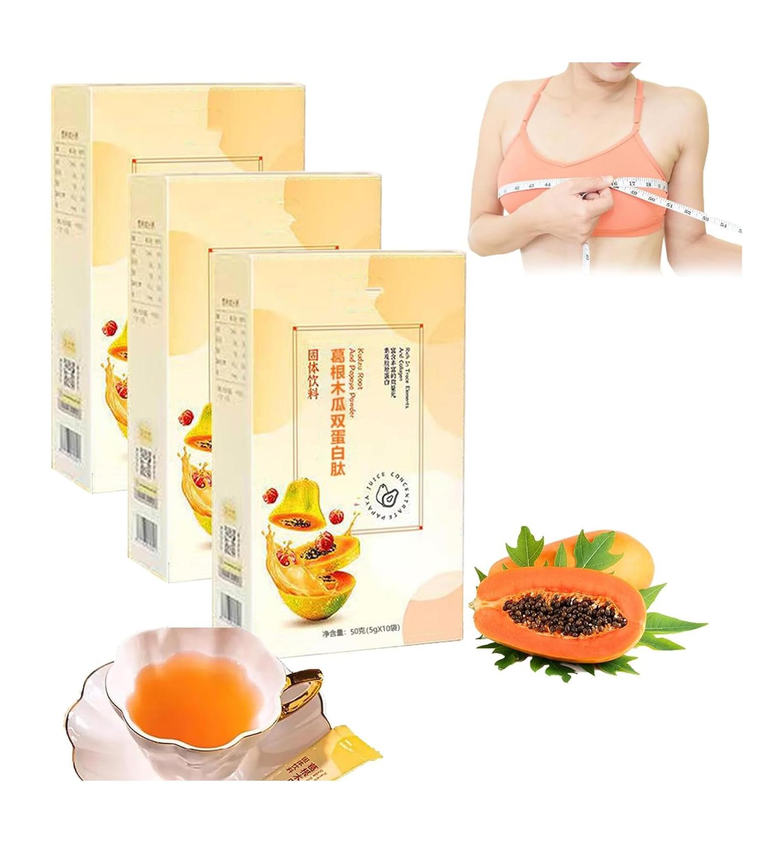 Breast Enhancement Tea Kudzu Papaya Double Protein Peptide Solid Drinks Papaya Extract Bust Lifting Tea for Flat Chest Promote Breast Lift Firming Best Up Size Bust Care Shaping and beauty Tea (3BOX) - Buy Online on GoSupps.com