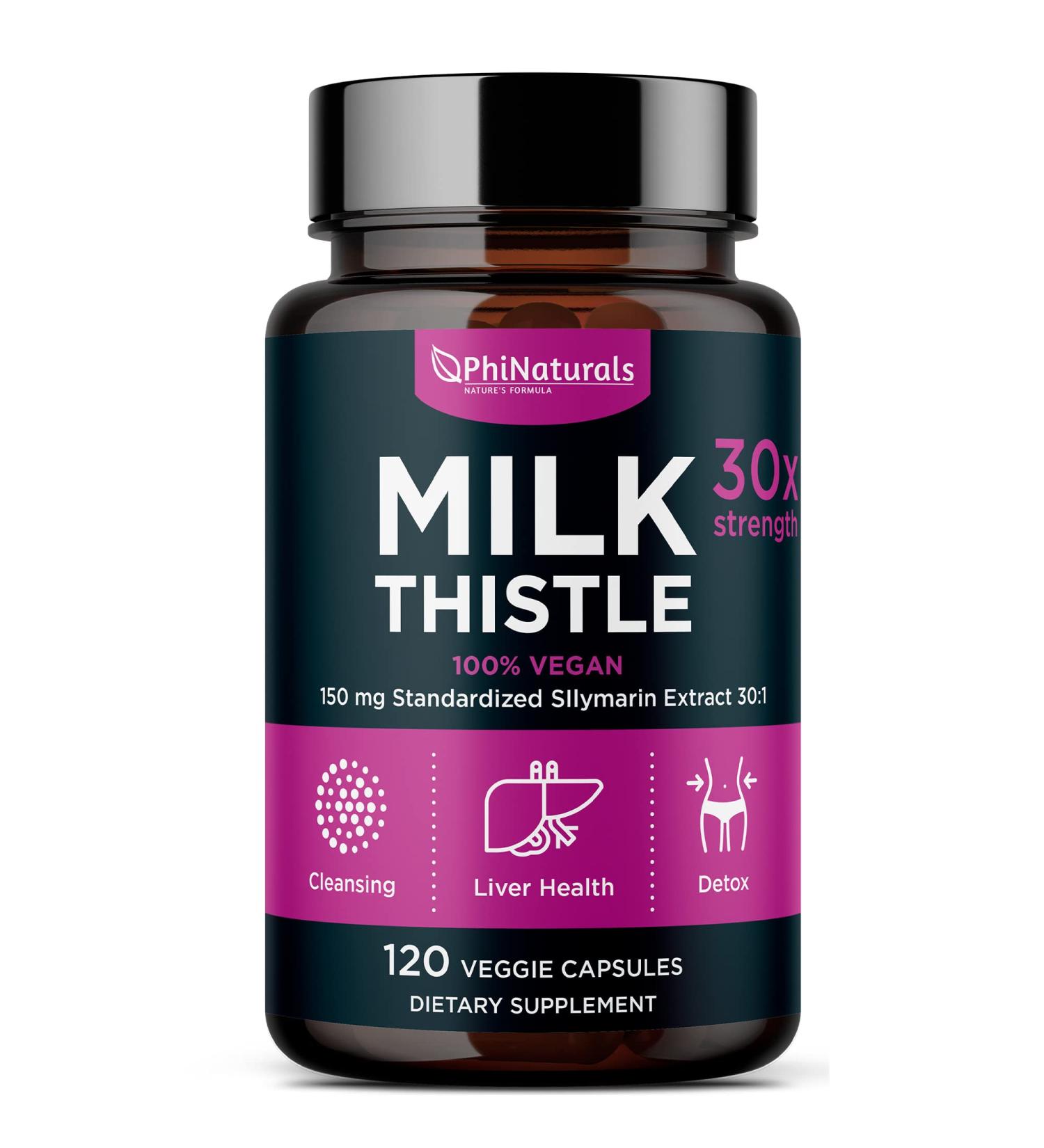 Milk Thistle 150mg Capsules - 120 Count Liver Cleanse Detox Support with Silymarin Extract for Immune Boost - Natural Non-GMO Supplement Made in USA - Buy Online on GoSupps.com
