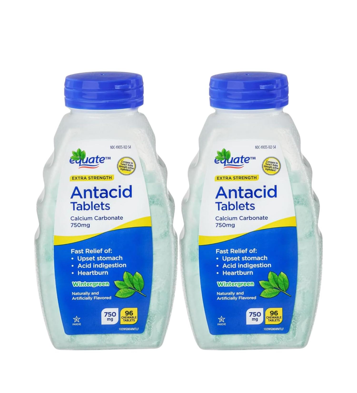 Equate Ultra Strength Antacid Chewable Tablets Wintergreen Flavor 750 mg 96 Ct Fast Heartburn Relief (Pac - Buy Online on GoSupps.com