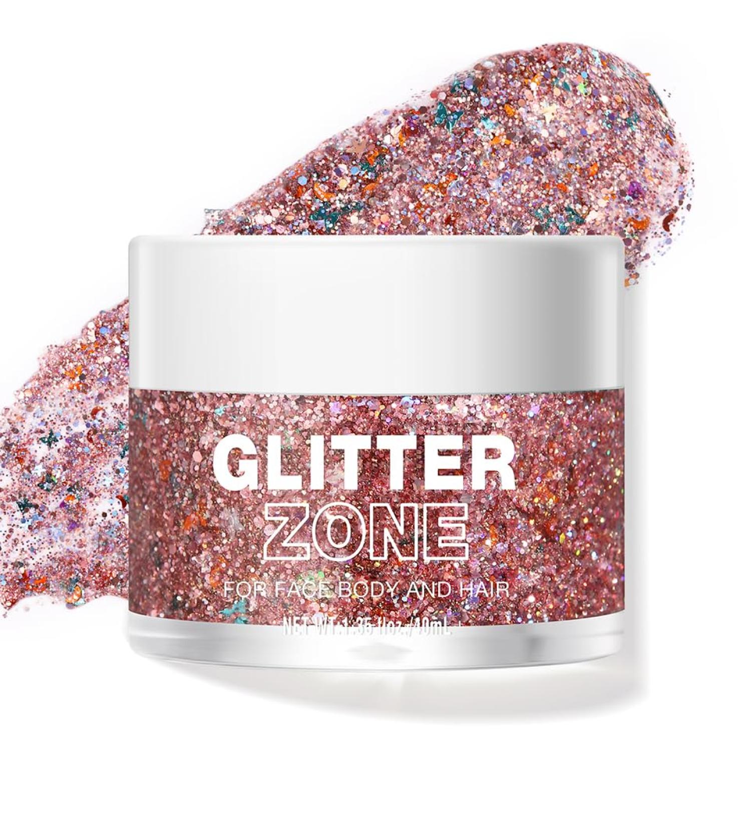 Langmanni Holographic Body Glitter Gel | Color-Changing Eyeshadow & Cosmetics for Face Hair & Lips - 1.35 OZ (Pink Stardust) - Buy Online on GoSupps.com
