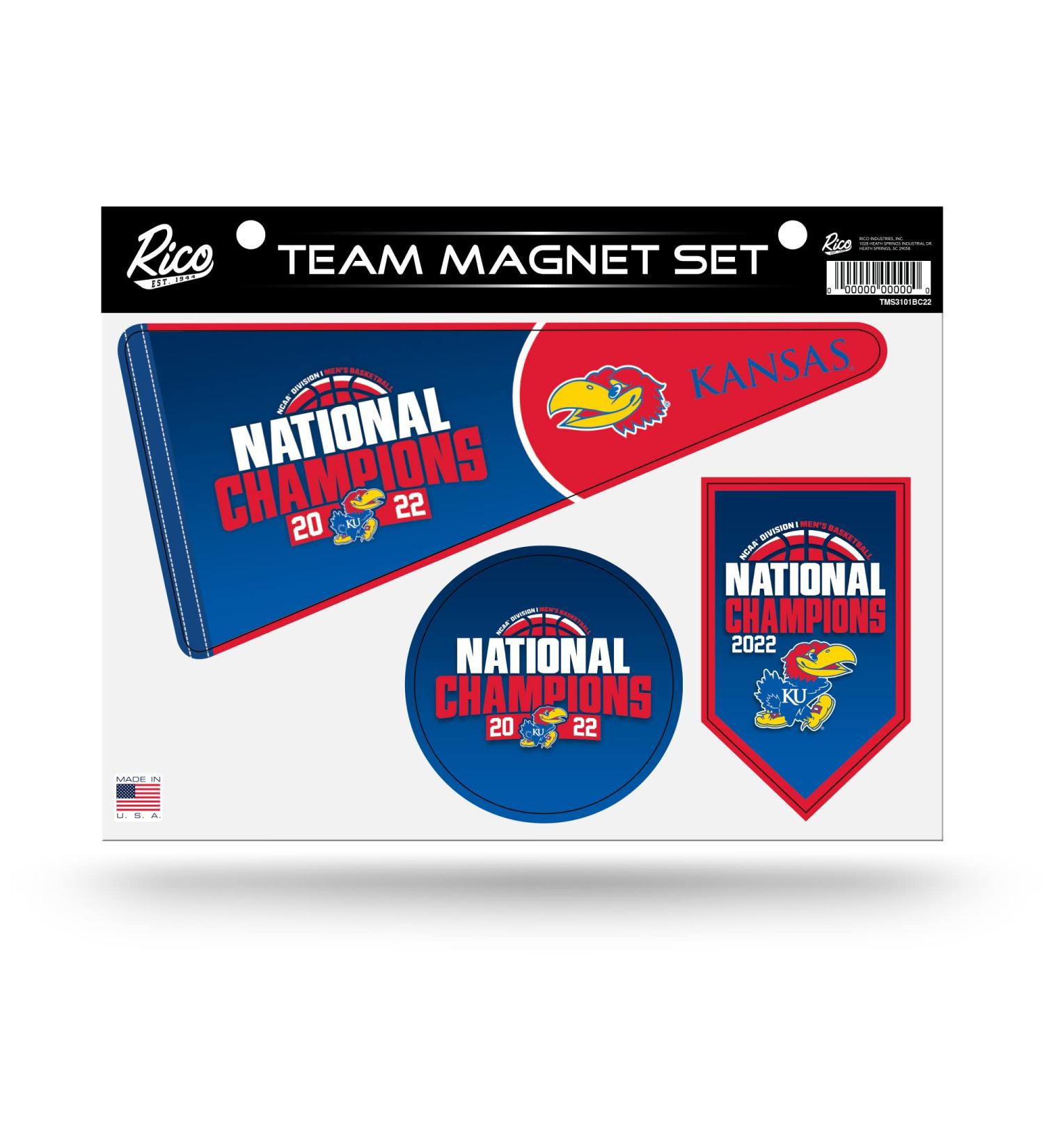 Rico Industries NCAA Kansas Jayhawks 2022 NCAA Men's Basketball National Champions Team Magnet Set 8.5" x 11" - Home Dcor - Regrigerator  Office  Kitchen - Buy Online on GoSupps.com