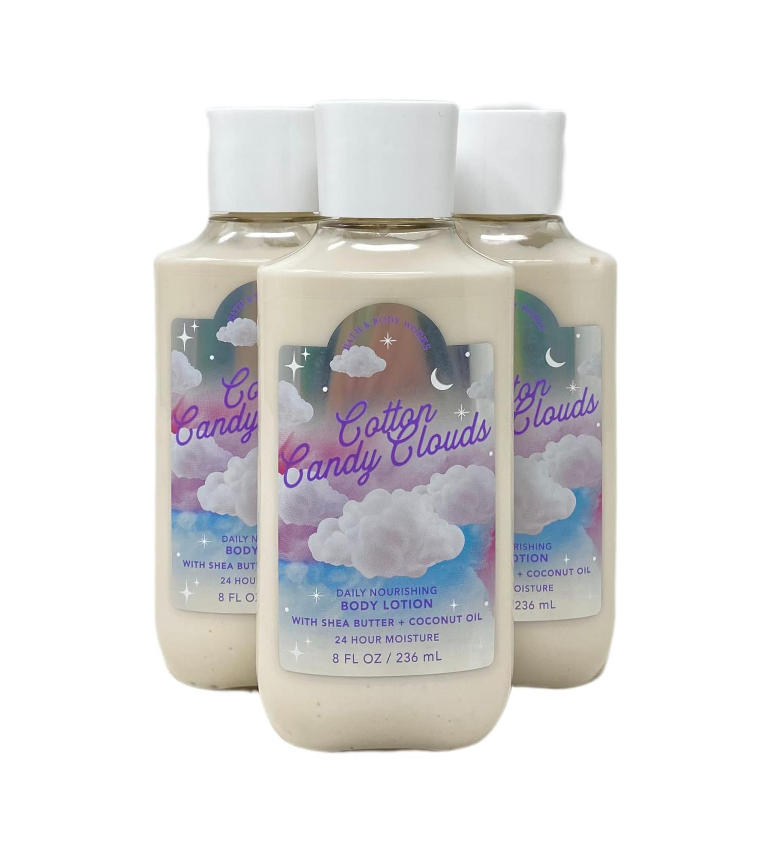 Bath & Body Works COTTON CANDY CLOUDS 24 HR Moisture Body Lotion Lot of 3 - Full Size