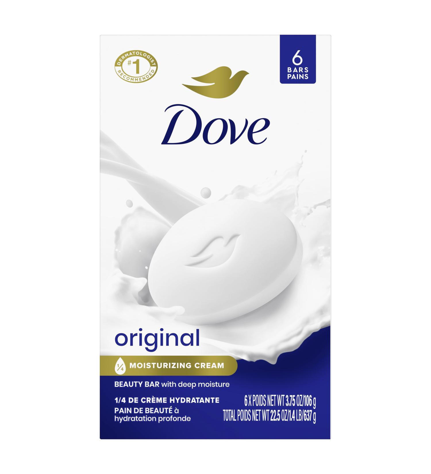 Dove Original Beauty Bar more moisturizing than bar soap Deep Moisture for clean and soft skin 106 g 6 count white - Buy Online on GoSupps.com