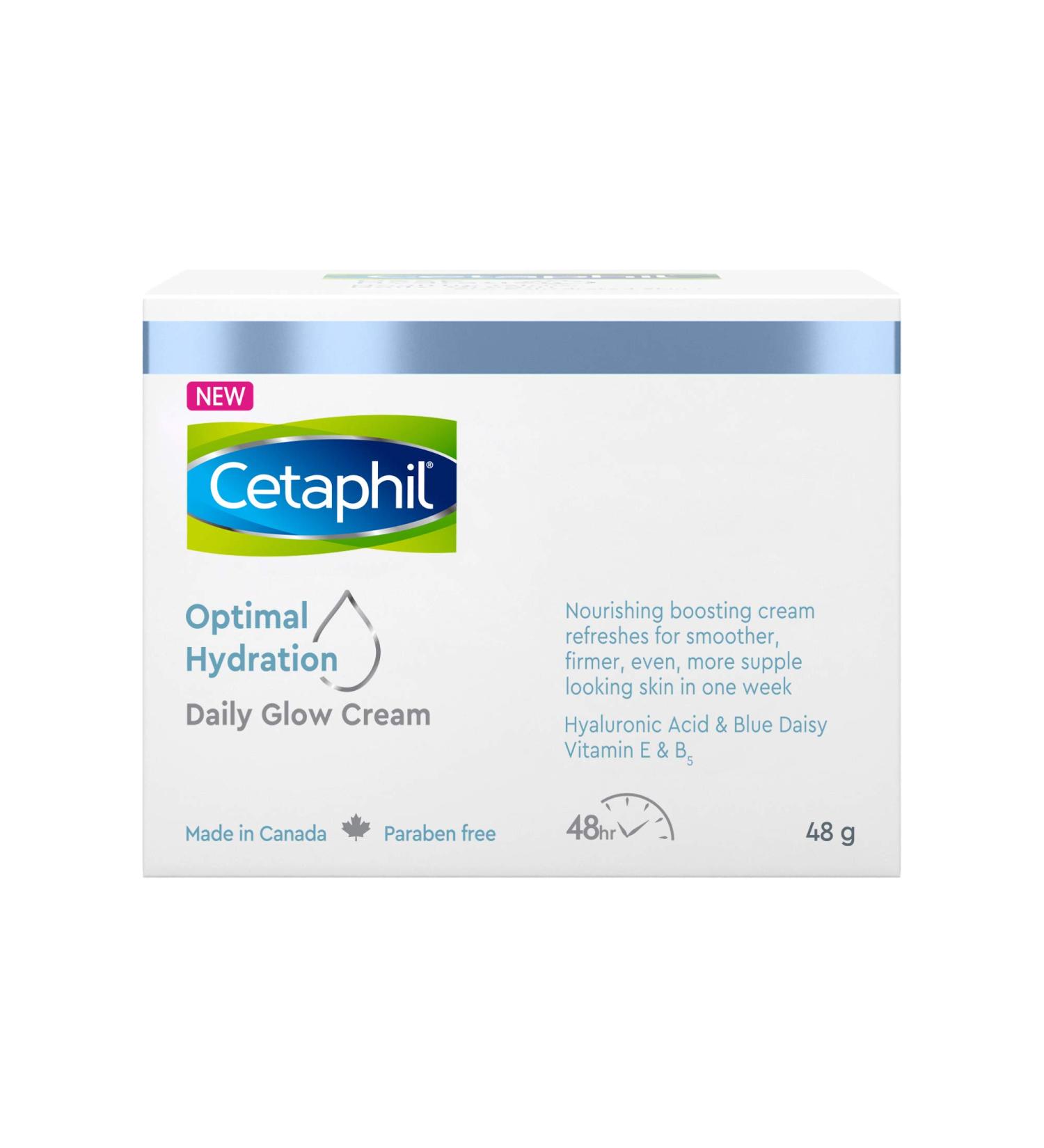 Cetaphil Optimal Hydration Daily Glow Cream for Sensitive Dry and Dehydrated Skin 48hr Hydration with Hyaluronic Acid Niacinamide Vitamin E & Vitamin B5 Dermatologist Recommended 48g Daily Glow Face Cream - Buy Online on GoSupps.com