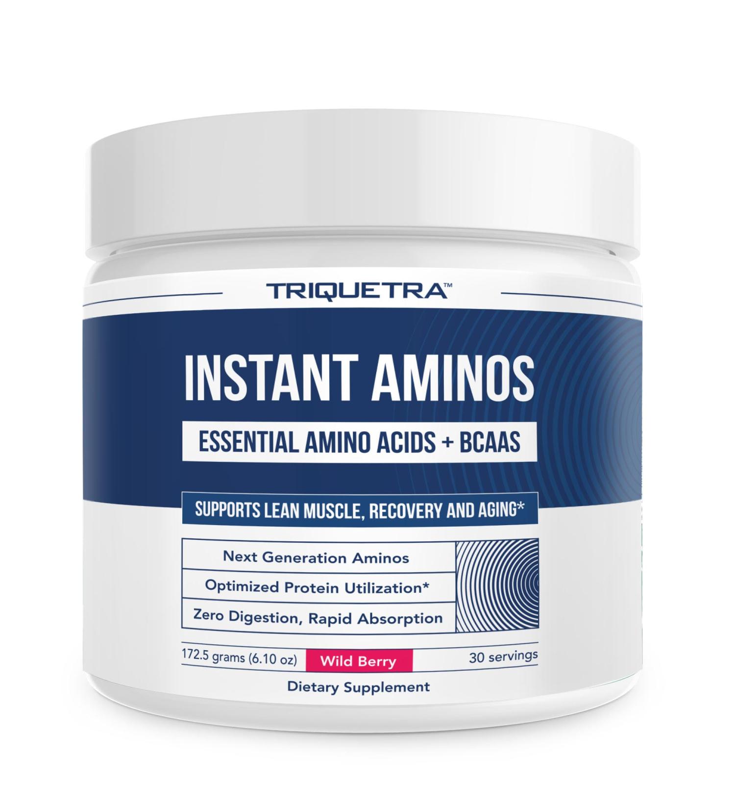Instant Aminos - EAA+BCAA - 10 Essential Amino Acids Supplement - Rapid Absorption Zero Digestion - Supports Lean Muscle Recovery & Aging - 321% DIAAS Protein Score - Wild Berry (30 Servings) Wild Berry 5 Ounce (Pack of 1) - Buy Online on GoSupps.com