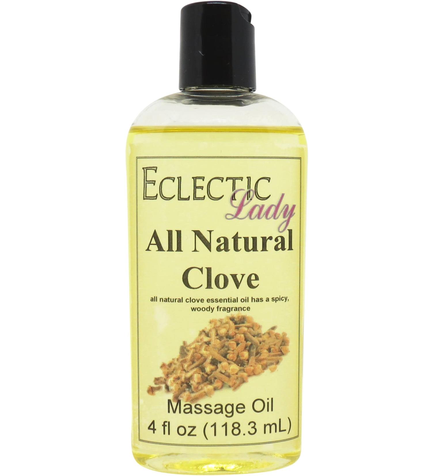 All Natural Clove Massage Oil | 100% Natural Ingredients | Relaxing Aroma | 4 oz | Sweet Almond & Jojoba Oil for Men & Women - Buy Online on GoSupps.com