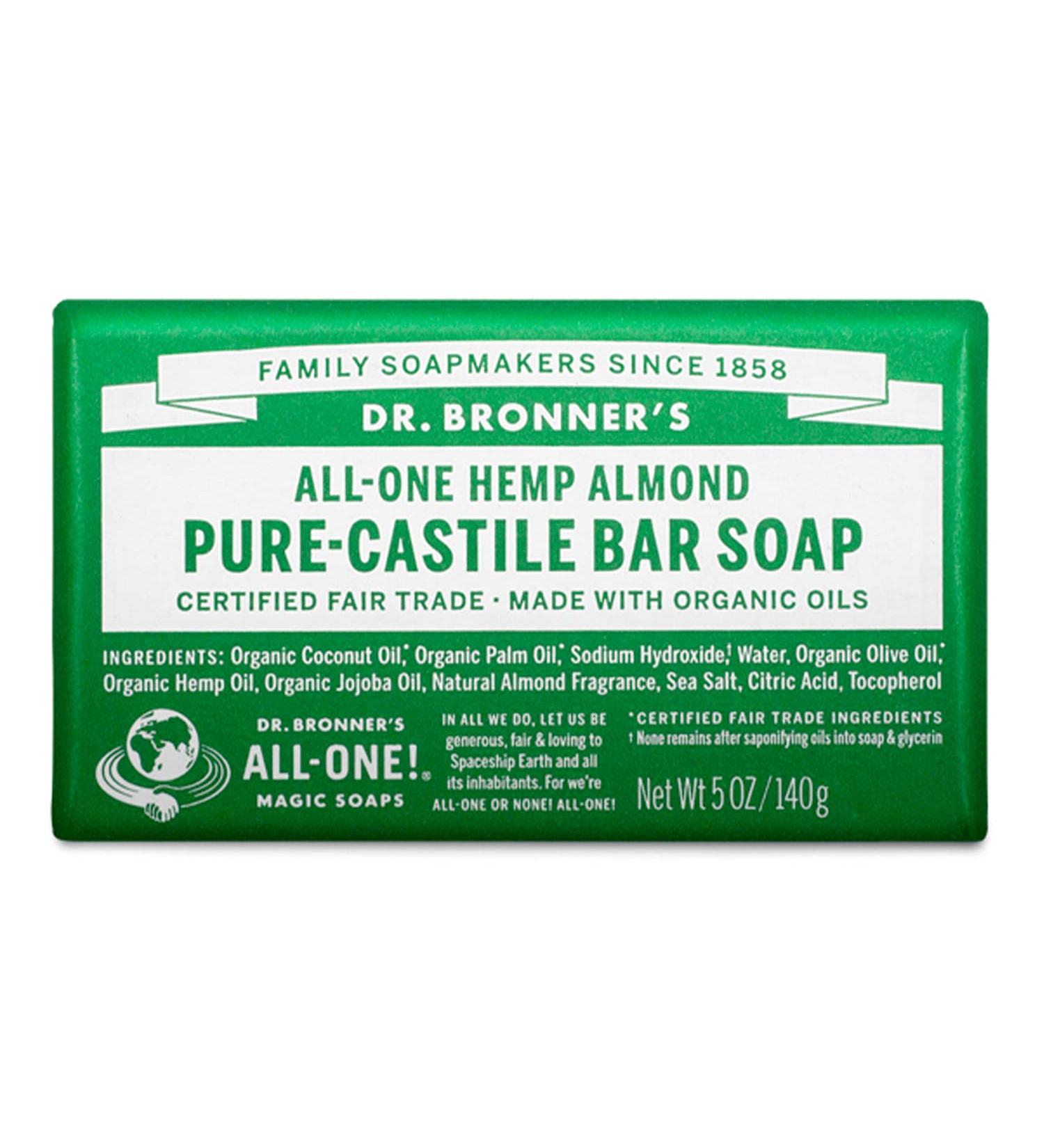 Dr. Bronner's Almond Pure-Castile Bar Soap 5oz - Organic Oil Blend for Face, Body & Hair - Gentle, Moisturizing, Biodegradable & Vegan - Cruelty-Free & Non-GMO - 1 Pack - Buy Online on GoSupps.com