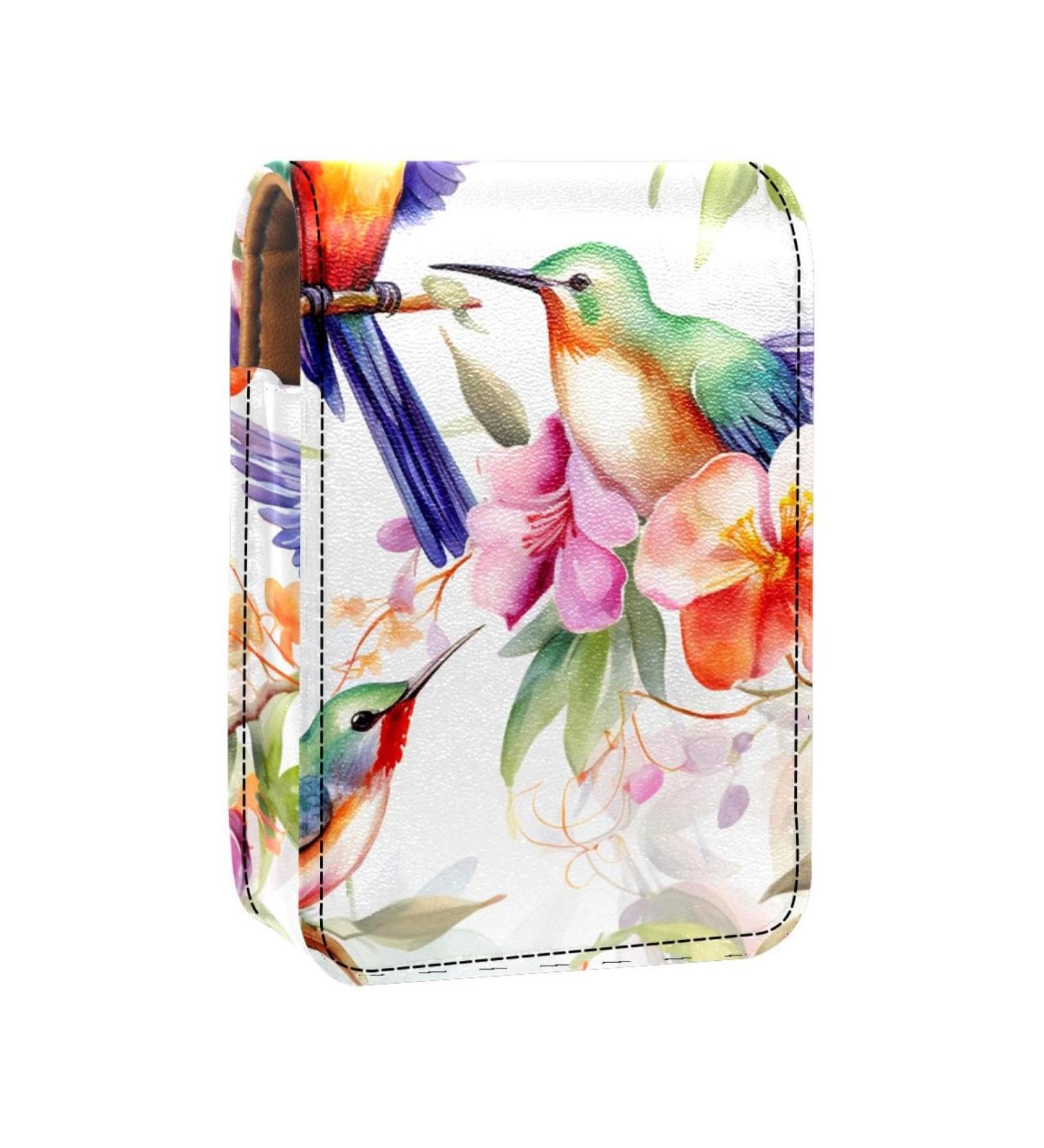 Travel Lipstick Organizer Case | Portable Makeup Bag with Mirror | Flowers & Birds Design - Shop Now - Buy Online on GoSupps.com