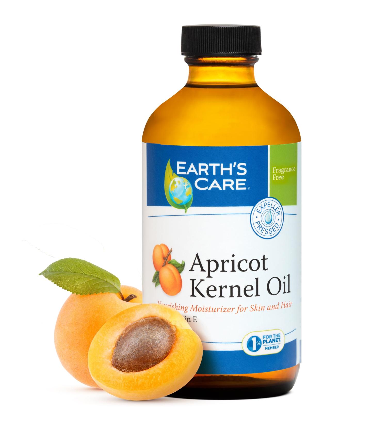 Earth's Care Apricot Kernel Oil - Nourishing Apricot Oil for Skin & Hair with Vitamin E - 8 Fl OZ Expeller Pressed in Glass Bottle - Buy Online on GoSupps.com