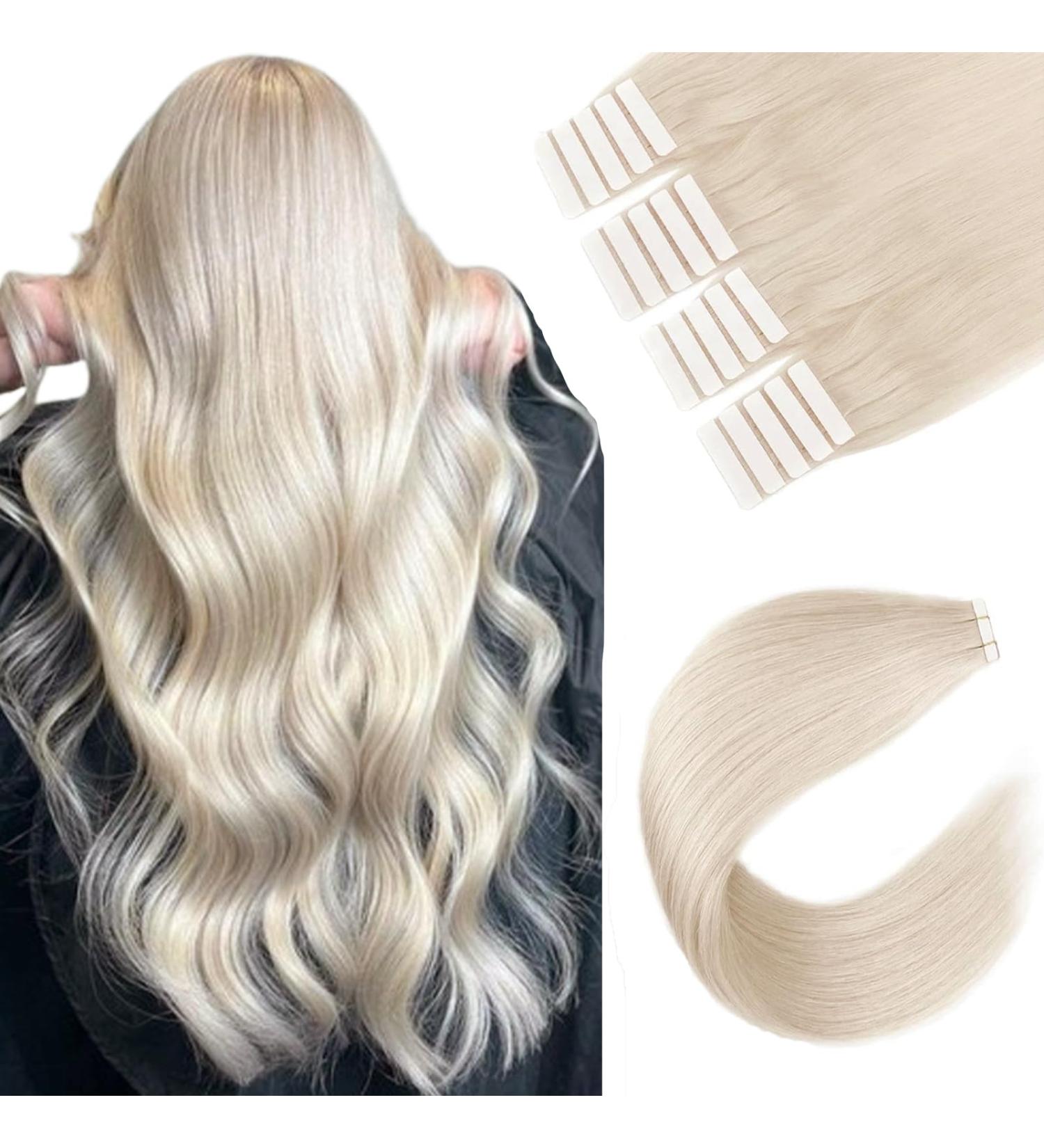 Buy Sixstarhair Tape In Hair Extensions - 20pcs 50g 50cm Platinum Blonde Invisible Tape #1000 - Premium Human Hair Extensions for Volume & Length - Buy Online on GoSupps.com