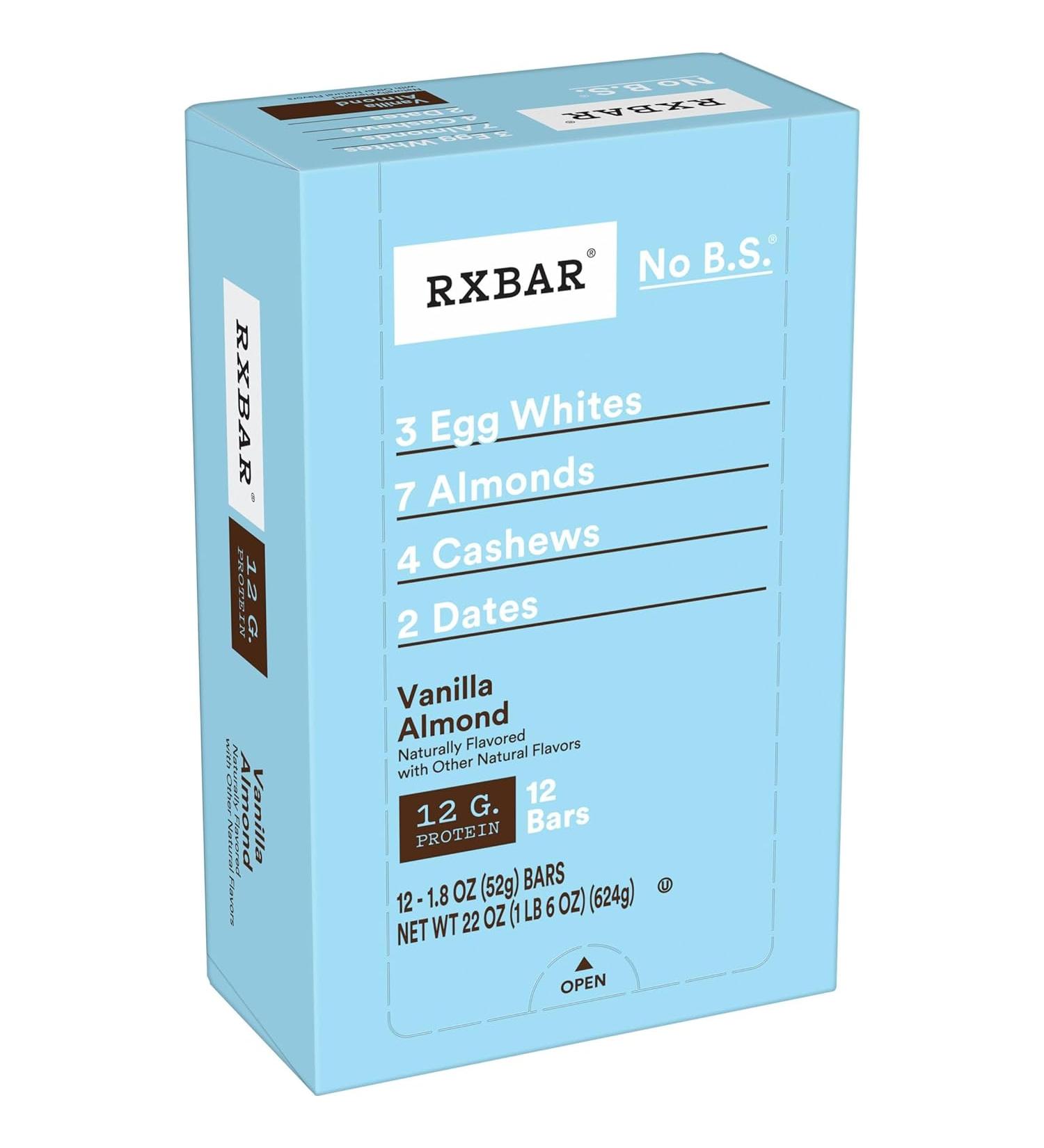 RXBAR Vanilla Almond Protein Bar 1.83oz (12 Pack) - High Protein Gluten Free Snack - Buy Online on GoSupps.com