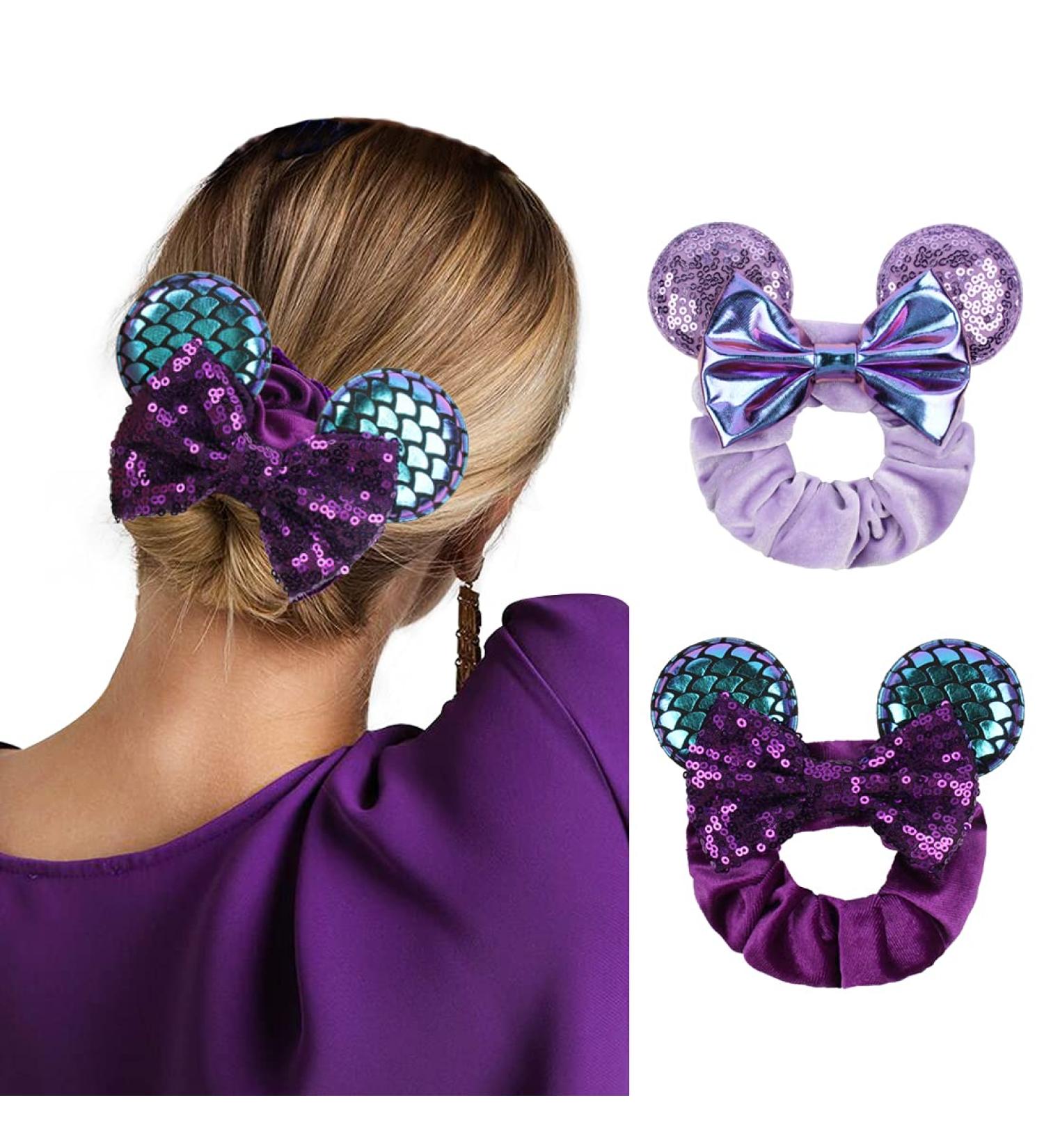 Lanmerry Purple Mermaid Sequin Velvet Scrunchies Hair Ties - Mermaid-FQ - Buy Online on GoSupps.com