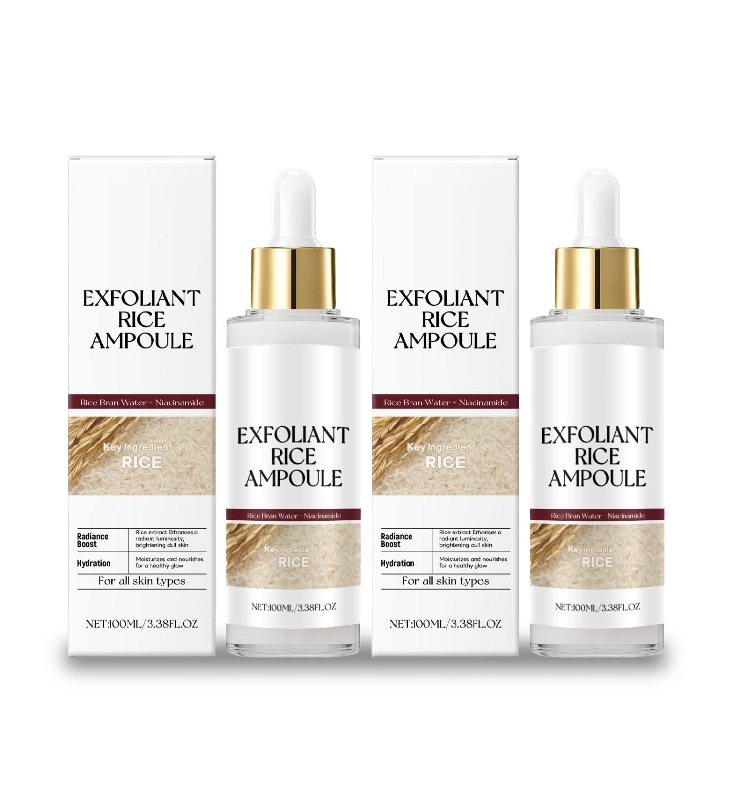 Exfoliant Rice Ampoule White Rice Peeling Glow Ampoule Dead Skin Remover for Face Rice Exfoliator for Face with Hydration Peel Shot Glow Rice Ampoule Duo for Smooth Radiant Skin 2PCS - Buy Online on GoSupps.com