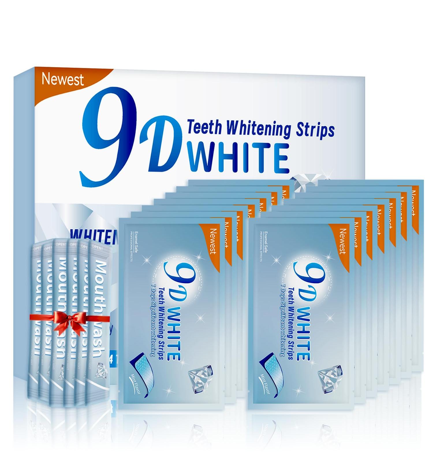 Teeth Whitening Strips - Somall 2024 9D Professional Formula - Enamel Safe No Sensitivity - 14 Treatments + Bonus Mouthwash - Buy Online on GoSupps.com