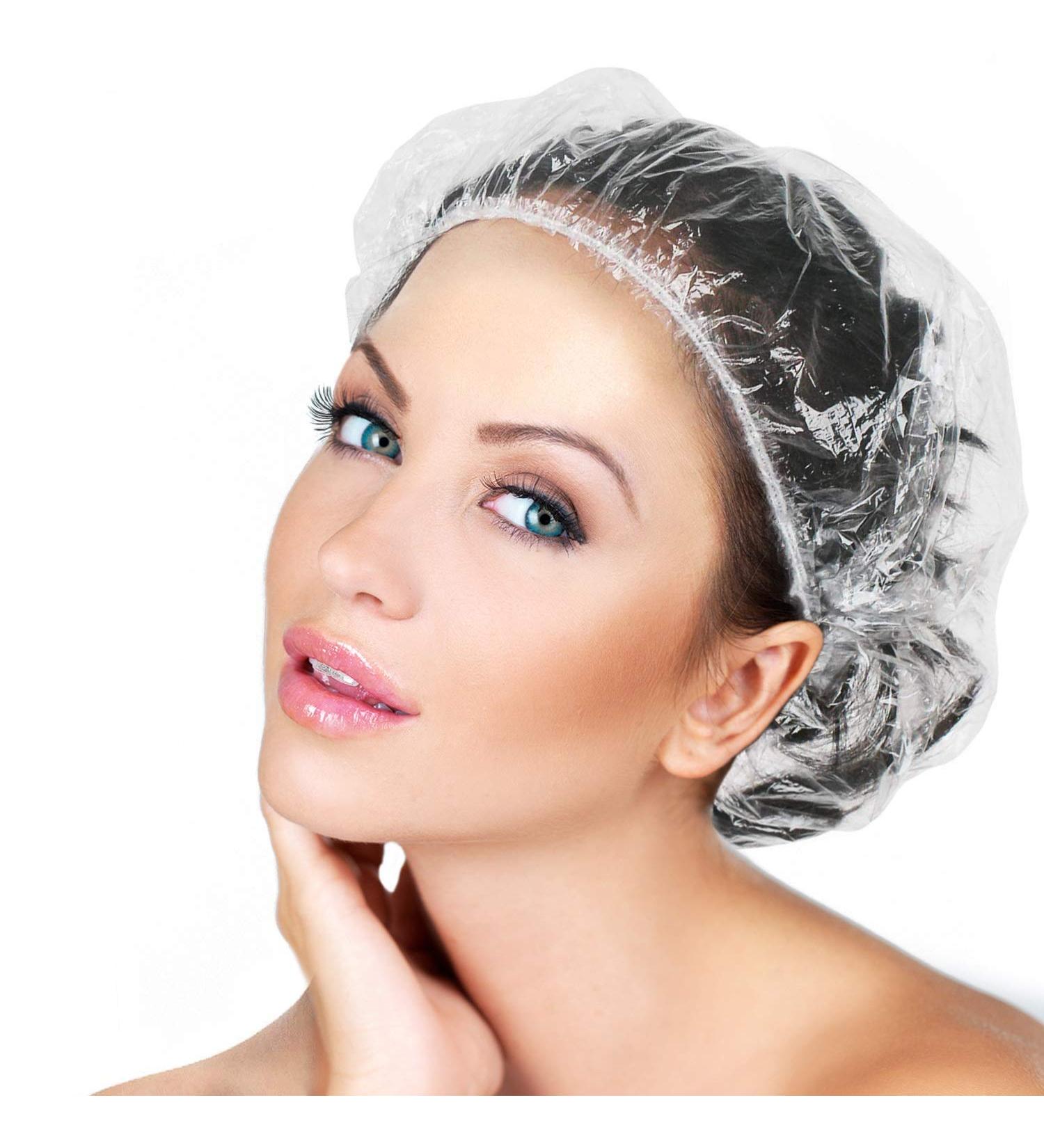 100PCS Disposable Waterproof Shower Caps for Women - Thicker Elastic Hair Bath Caps for Spa, Hotel & Travel - Buy Online on GoSupps.com
