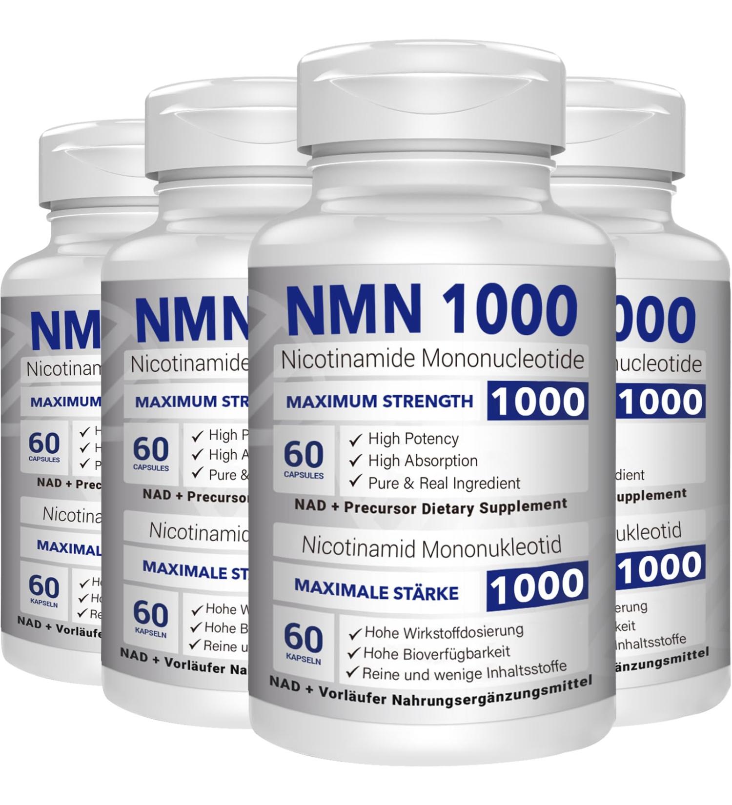 NMN 1000mg Per Serving Maximum Strength - 99% Pure NMN (Nicotinamide Mononucleotide) for NAD Cell Immune Energy Anti-Aging & Longevity Stabilized NMN Supplements 1000mg - 240 Veggie Capsules - Buy Online on GoSupps.com