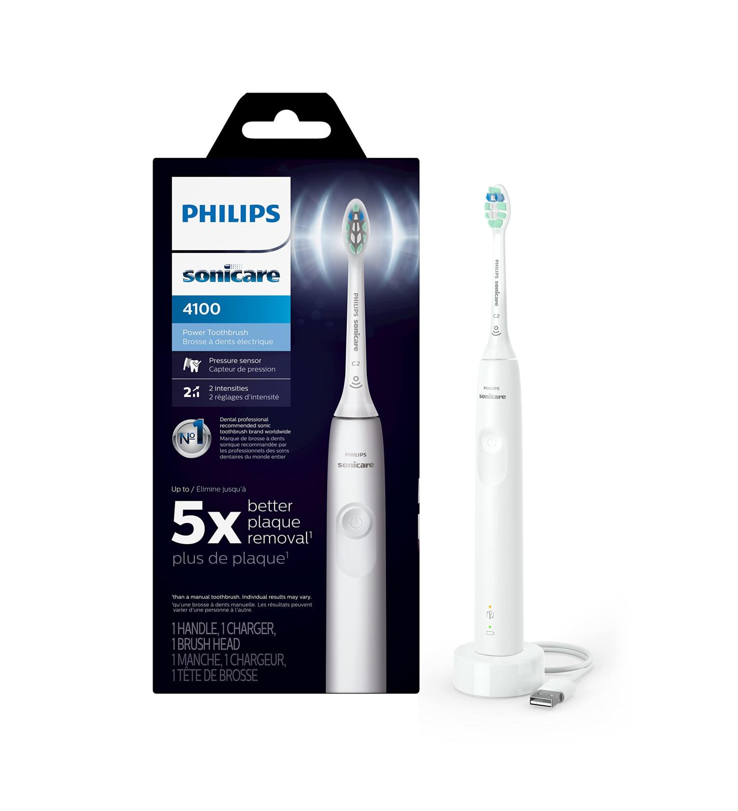 Philips Sonicare 4100 Power Toothbrush - Rechargeable Electric Toothbrush with Pressure Sensor - White HX3681/23 - Buy Online on GoSupps.com