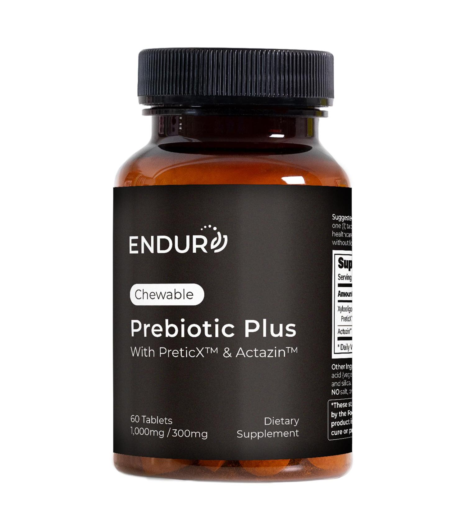 ENDUR Prebiotic Plus with Actazin & PreticX Complex Helps You Feel Light Comfortable & Confident Every Day Gluten Free 60 Tablets - Buy Online on GoSupps.com