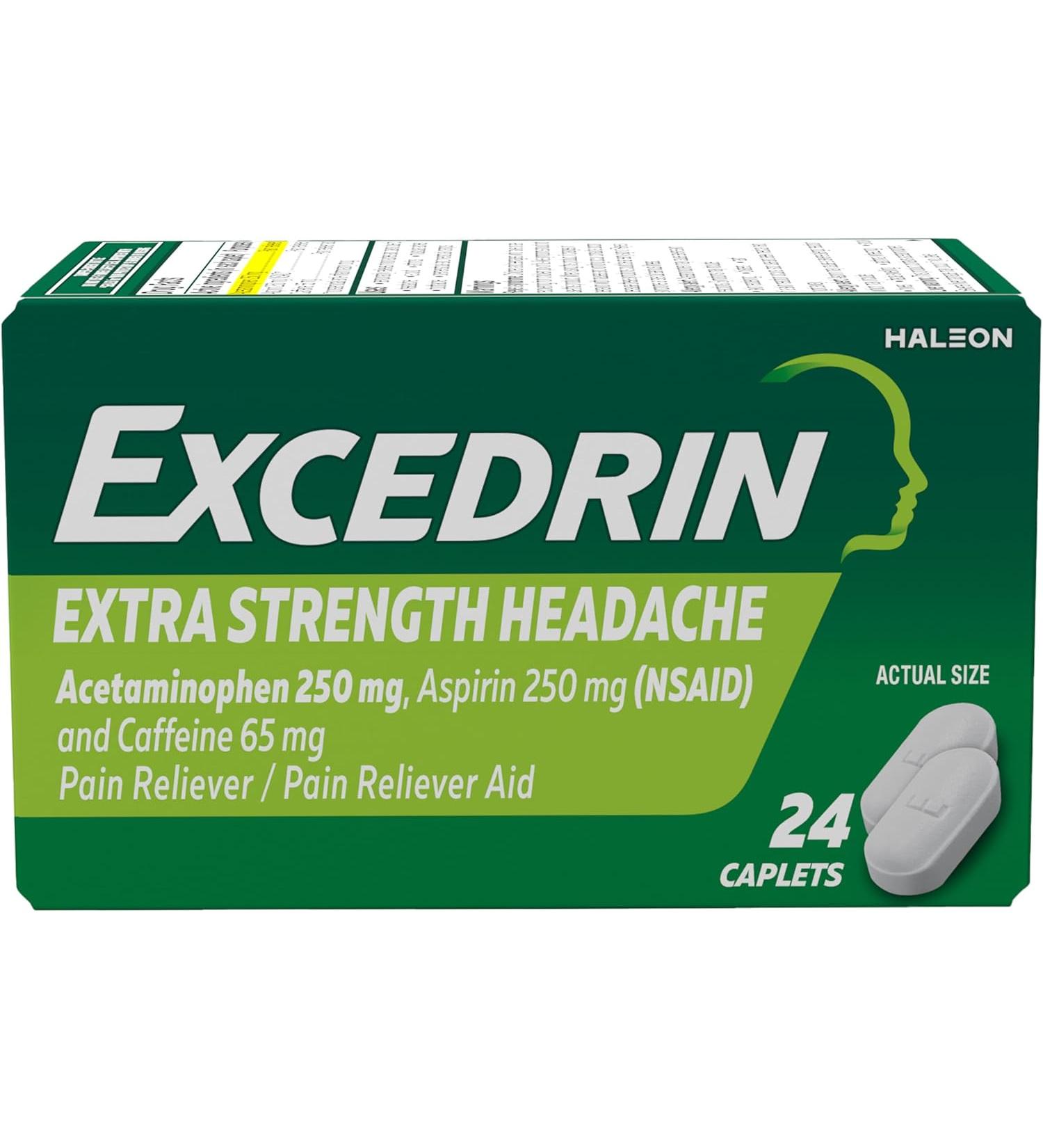 Excedrin Extra Strong Caplets 24 Count - Fast Relief for Headaches and Migraines - Buy Online on GoSupps.com