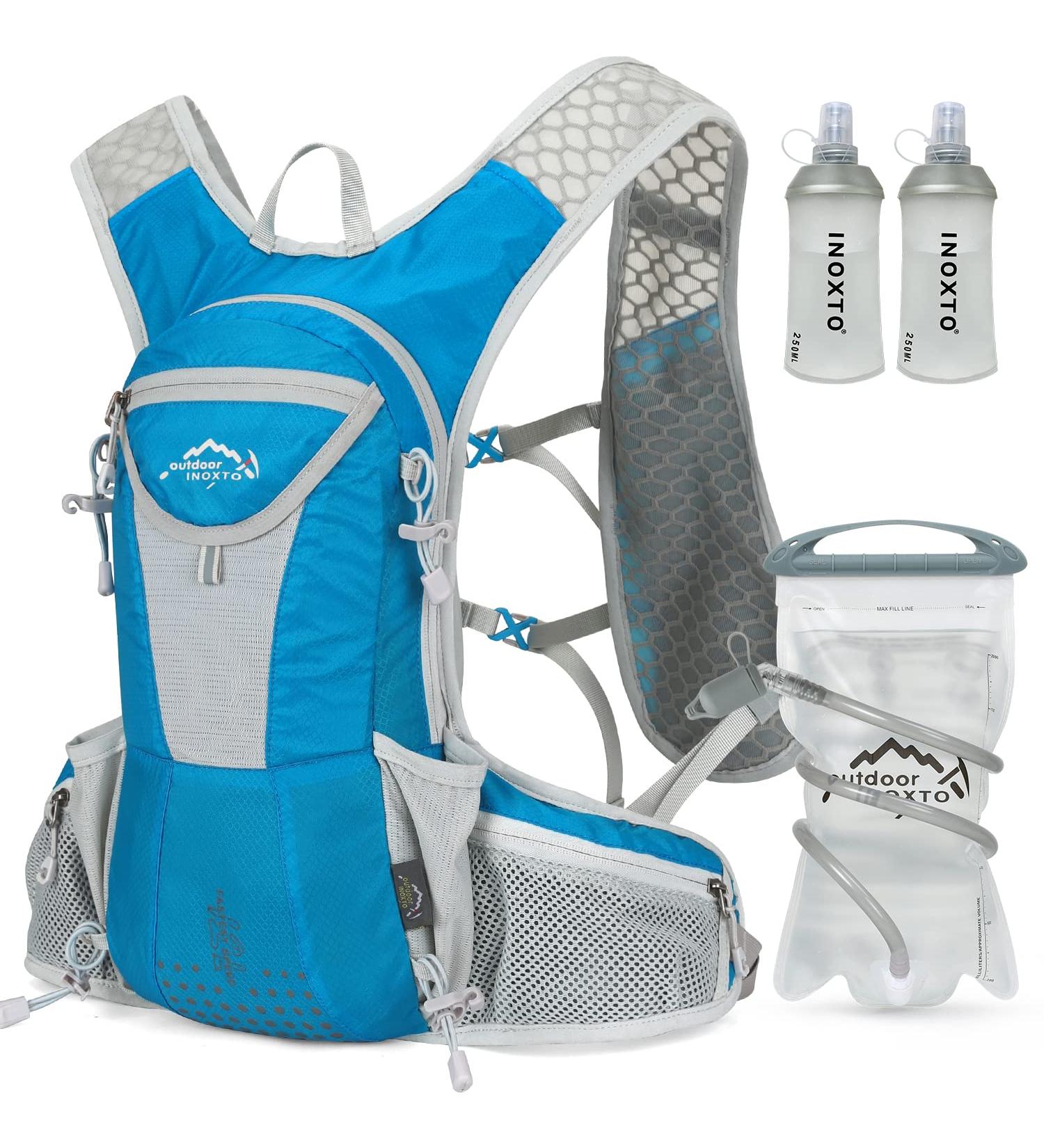 IX INOXTO Hydration Pack Backpack - Lightweight Water Daypack with 2L Bladder for Men and Women - Perfect for Running, Hiking, Cycling & Climbing - Blue - Buy Online on GoSupps.com