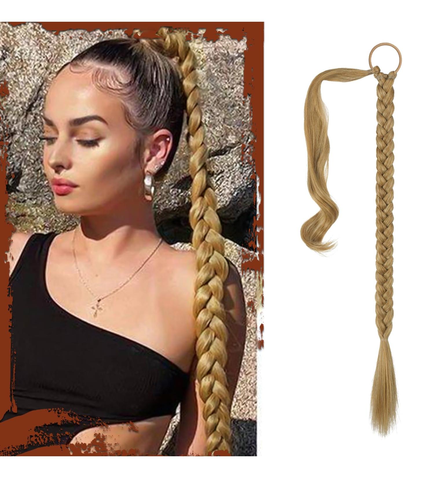 Sofeiyan Blonde Braid Extensions - 66cm Ponytail Hair Extension with Hair Tie - Natural Synthetic Braid for Women - Perfect for Stylish Looks - Buy Online on GoSupps.com