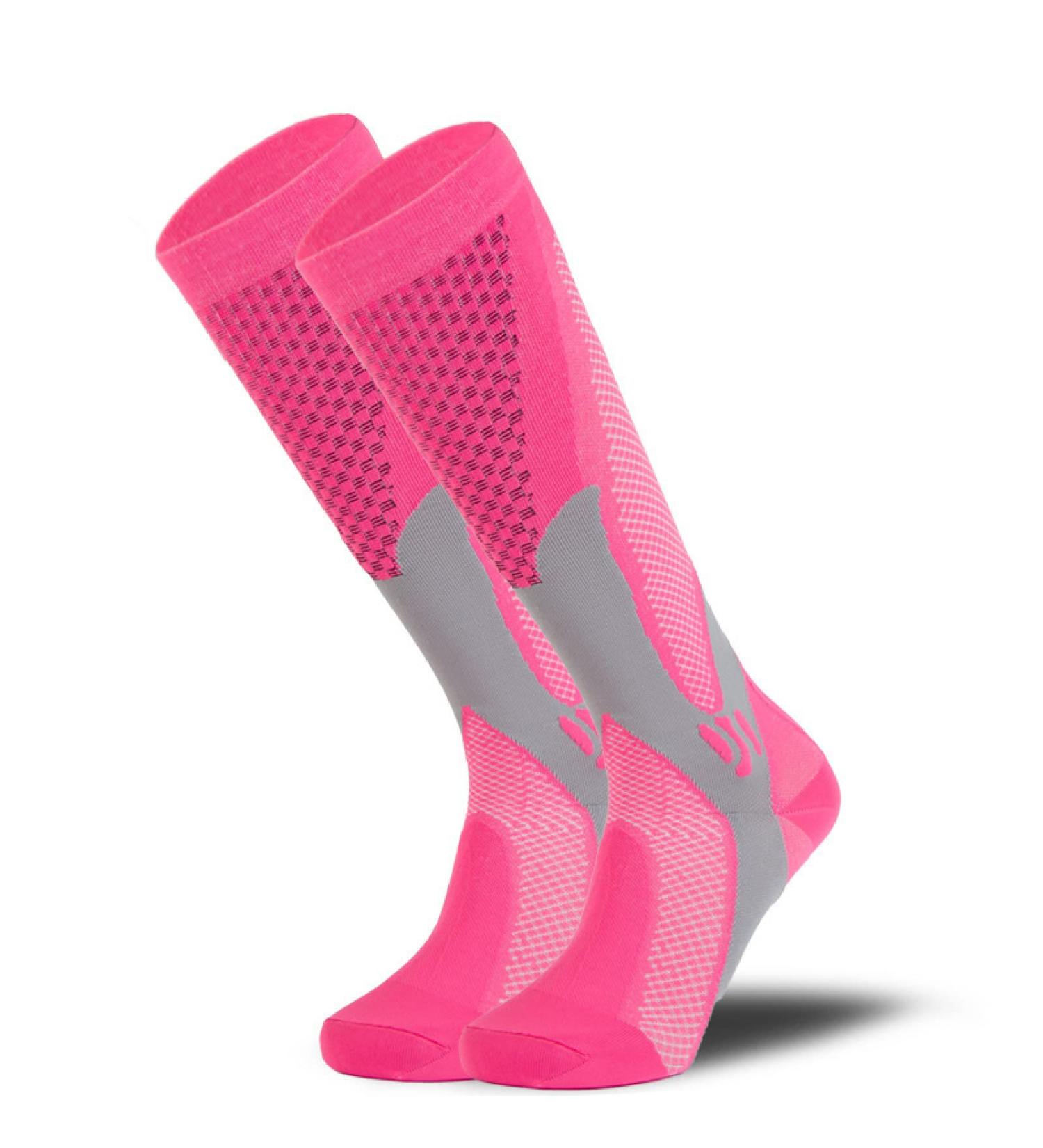Docen long compression stockings marathon socks red-3 pairs L/xL men's and women's blood circulation stockings over the knees L-XL red-3 couples