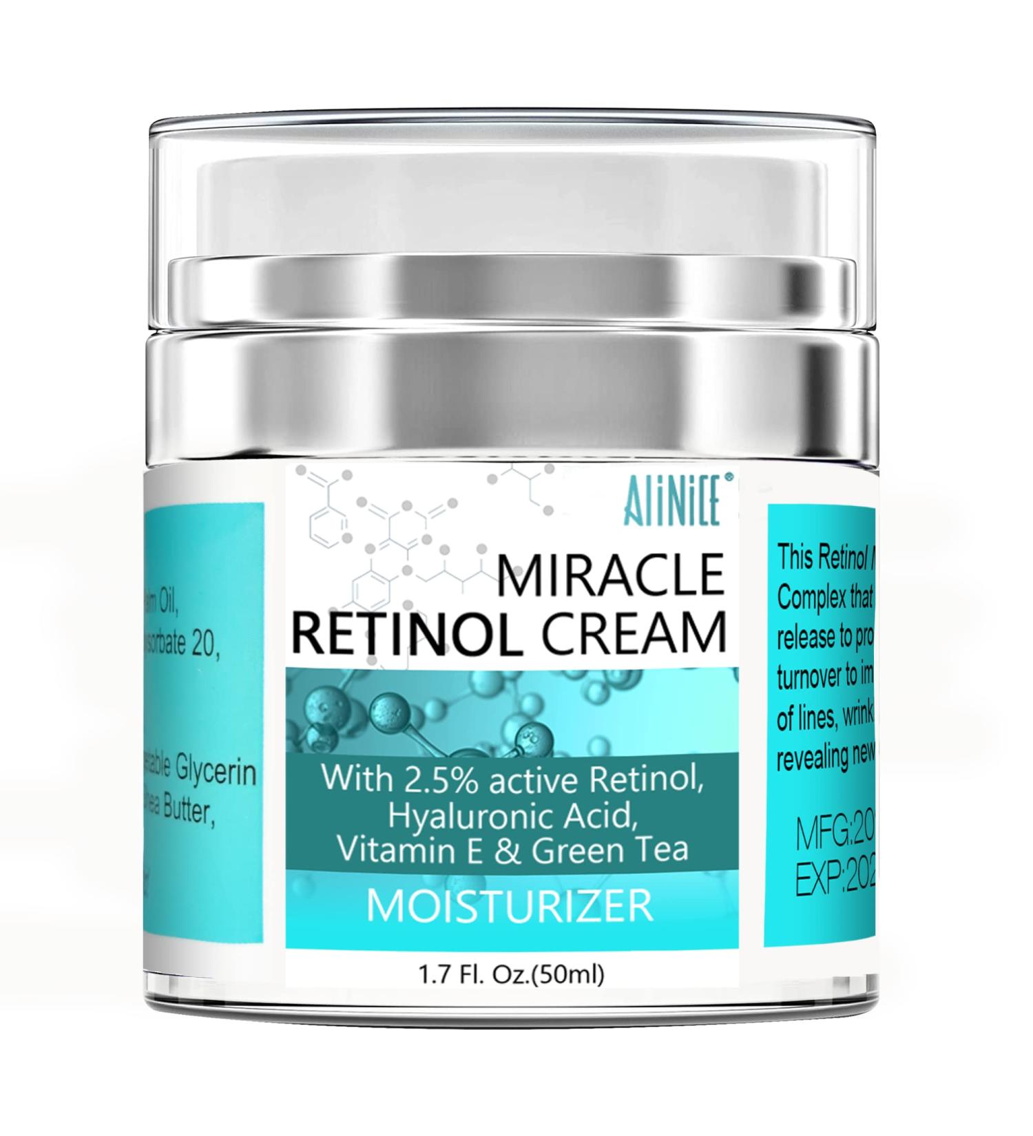 ALINICE Retinol Cream for Face - Anti-Aging Collagen Moisturizer for Women with 2.5% Retinol, Hyaluronic Acid, Vitamin E & Green Tea - Buy Online on GoSupps.com